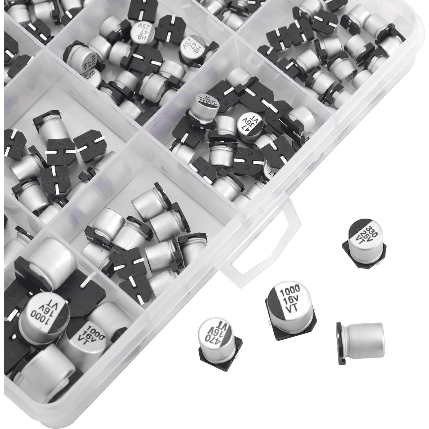 Kit de Capacitores Electrolíticos SMD Cermant 400 Pcs 1uF-1000uF