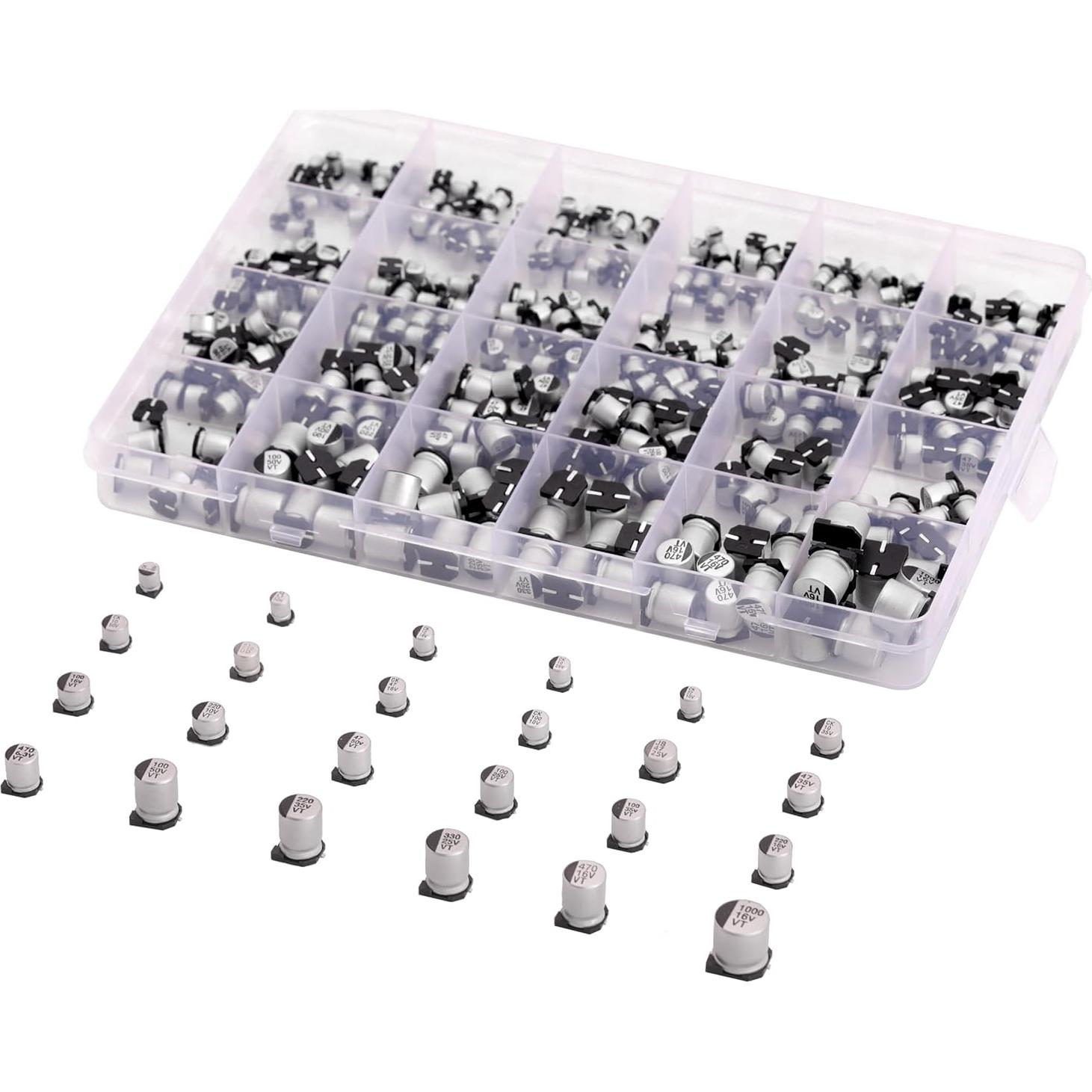 Kit de Capacitores Electrolíticos SMD Cermant 400 Pcs 1uF-1000uF