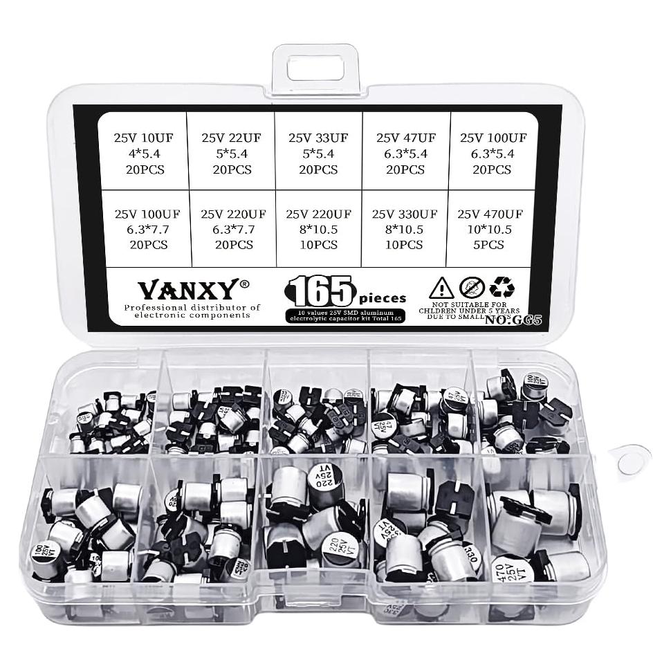 Kit de Capacitores Electrolíticos SMD 25V 165 Pcs VANXY