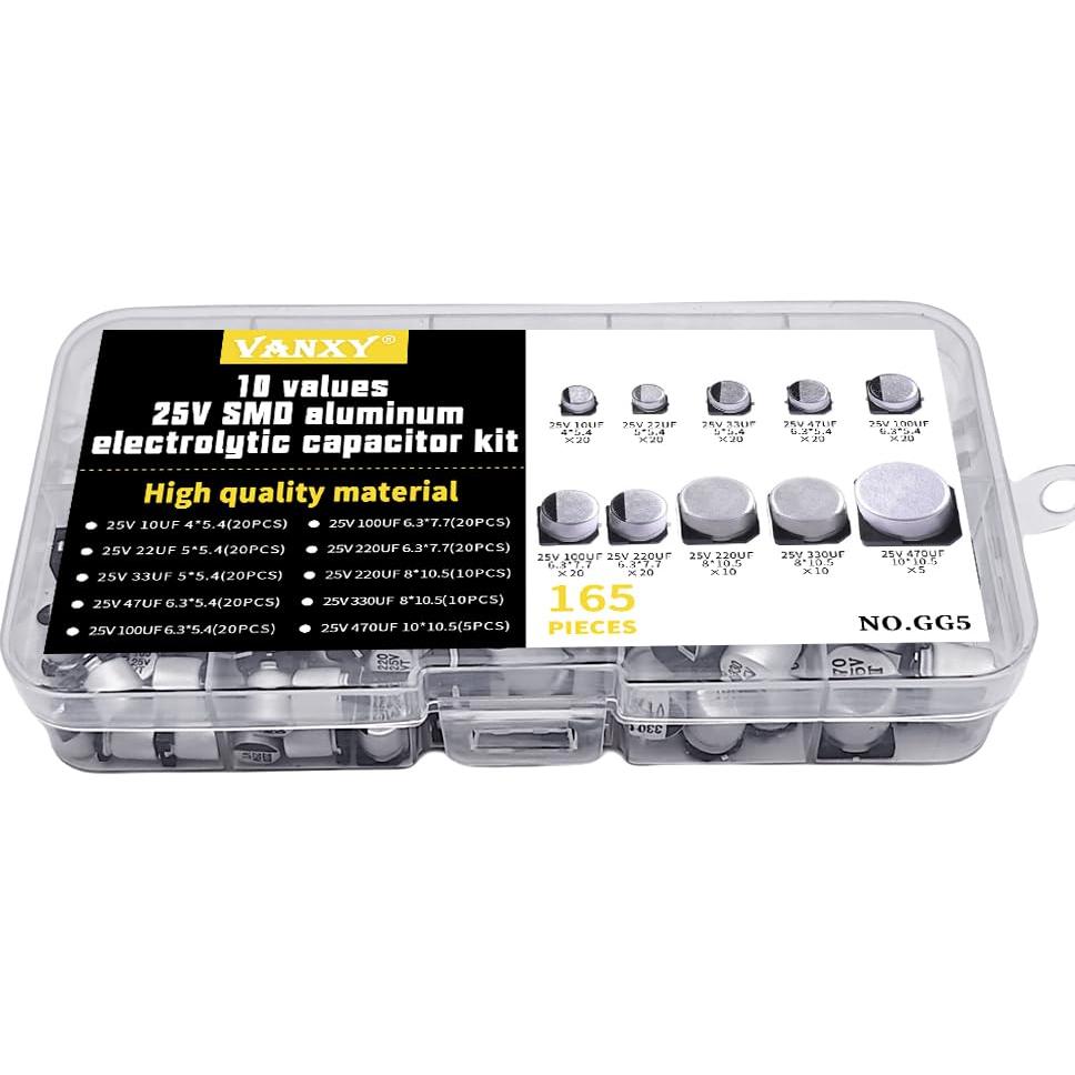 Kit de Capacitores Electrolíticos SMD 25V 165 Pcs VANXY