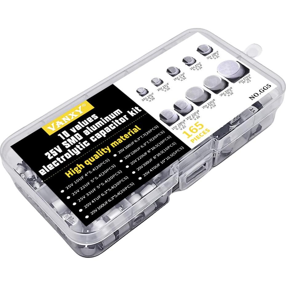 Kit de Capacitores Electrolíticos SMD 25V 165 Pcs VANXY