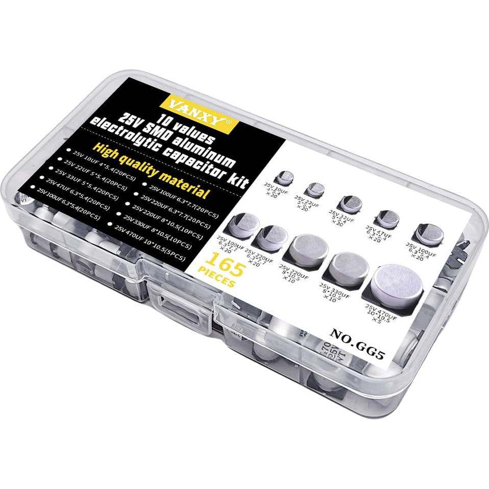 Kit de Capacitores Electrolíticos SMD 25V 165 Pcs VANXY