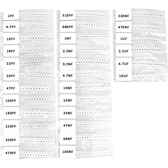 Kits de Capacitores SMD 0603 VANXY 600Pcs 1pF-10μF