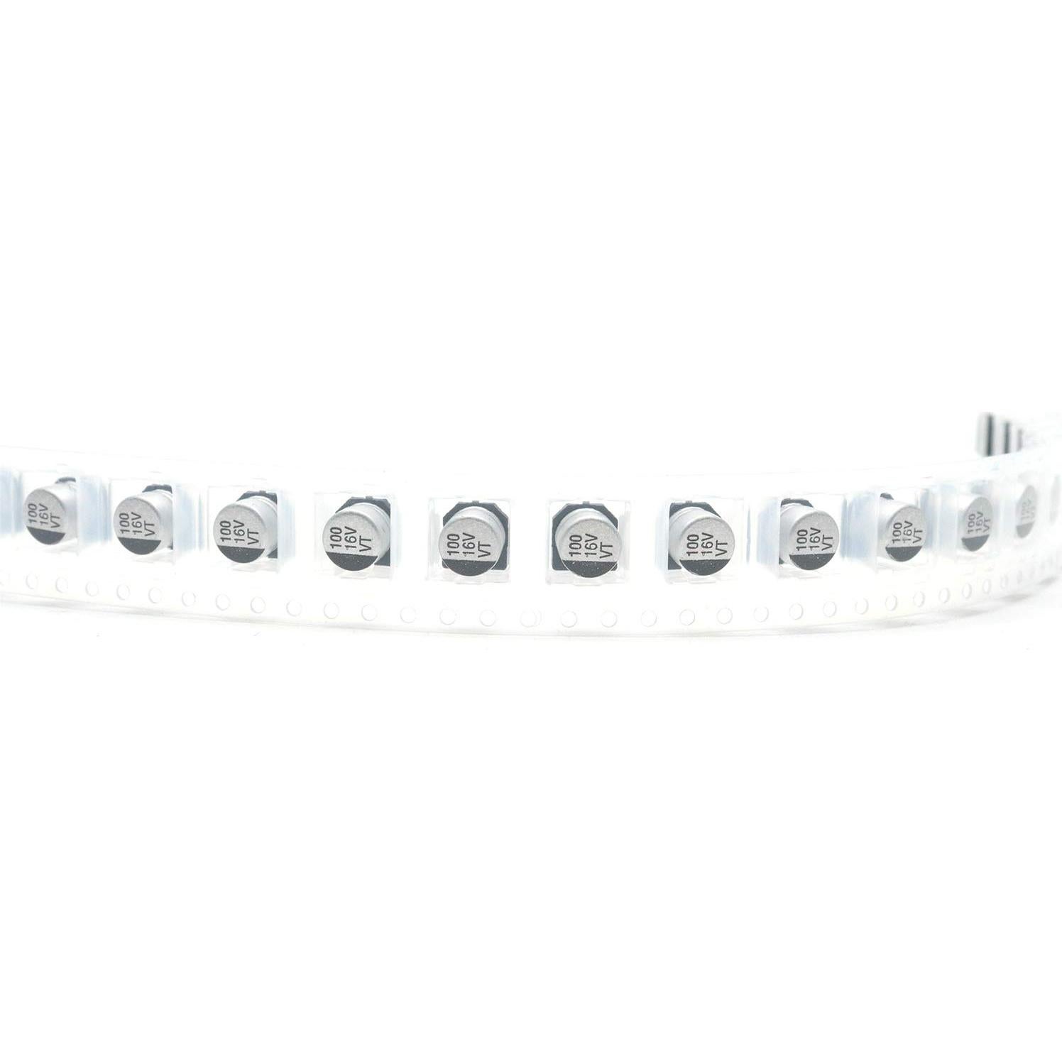 Capacitores Electrolíticos SMD Aluminio 100uF 16V - Paquete 20