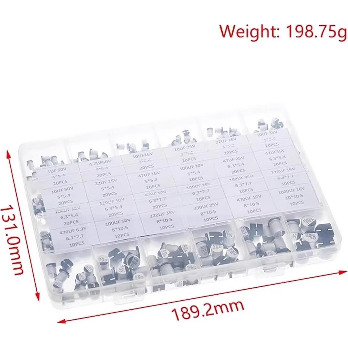 Kit de Capacitores Electrolíticos SMD YEAZ 400PCS 1uF-1000uF