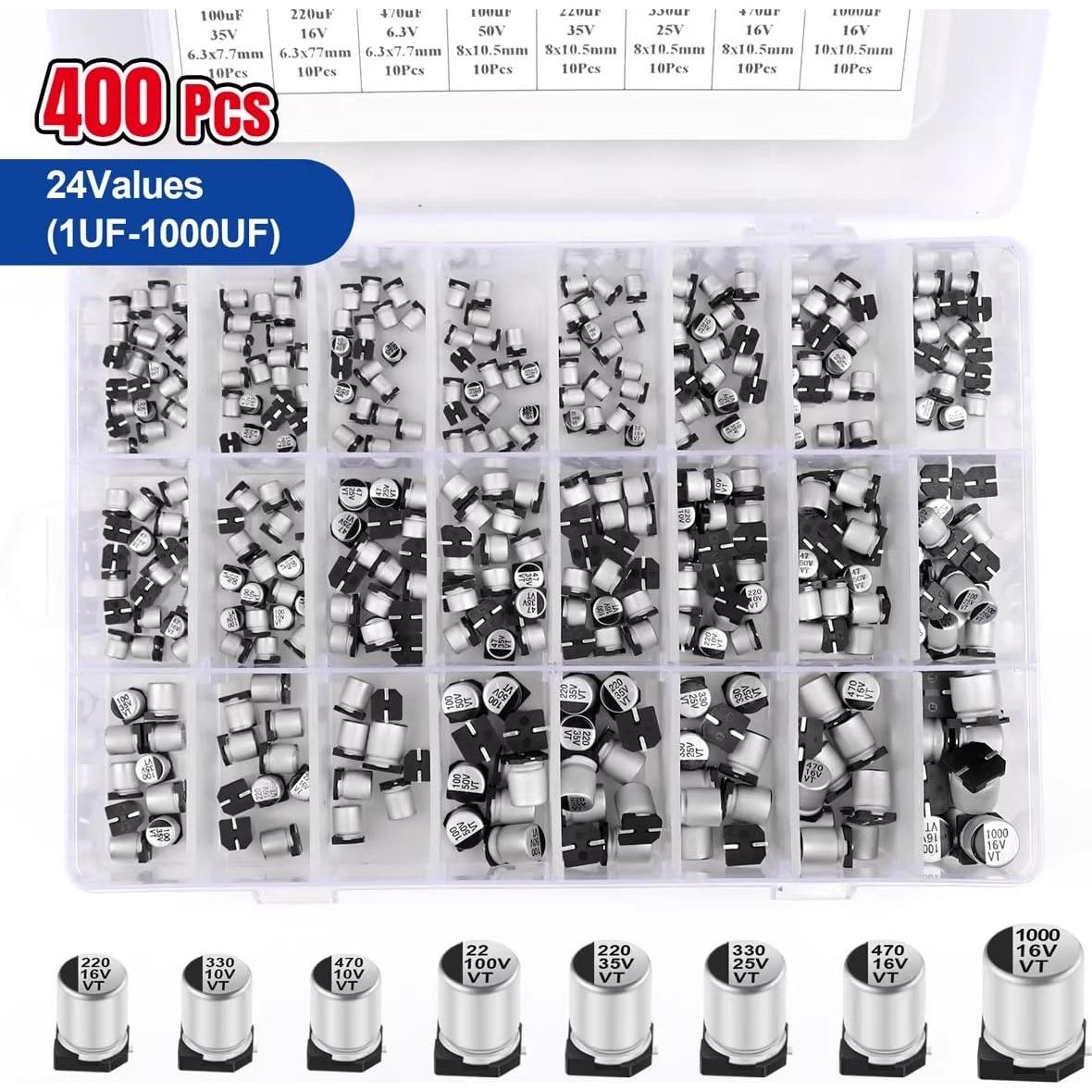 Kit de Capacitores Electrolíticos SMD YEAZ 400PCS 1uF-1000uF