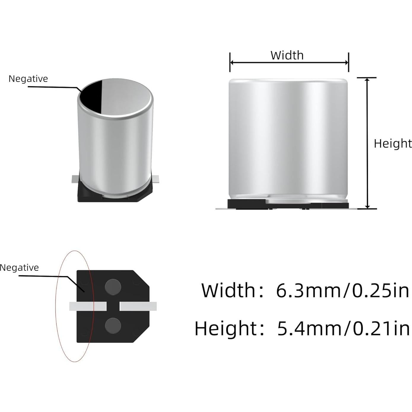 Paquete de 20 Capacitores Electrolíticos JCCON 25V 100uF SMD