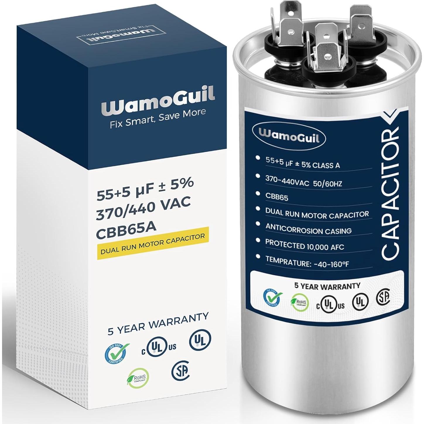 Capacitor Doble Arranque Wamoguil CBB65 55/5 uF 370/440V A/C