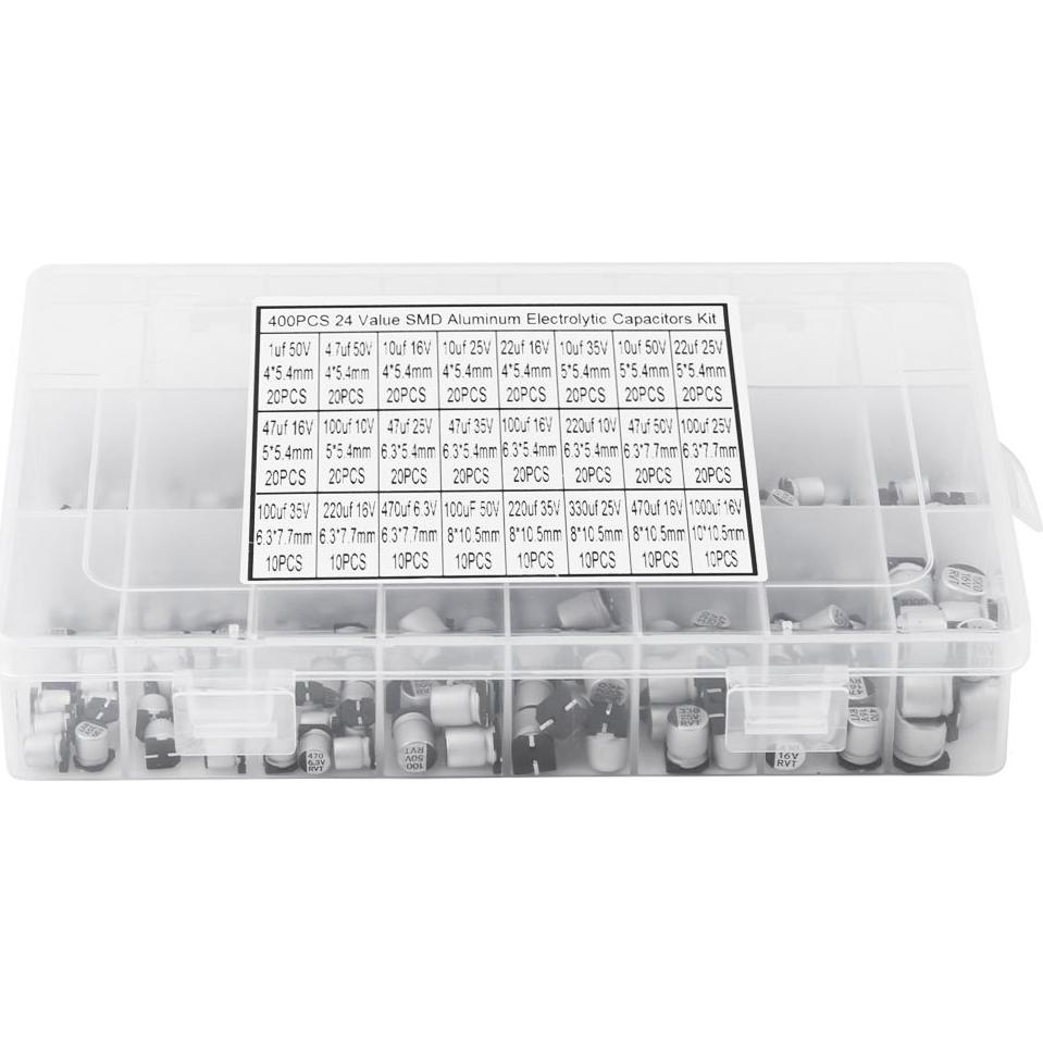 Kit de 400 Capacitores Electrolíticos Aluminio 0.1uF-1000uF
