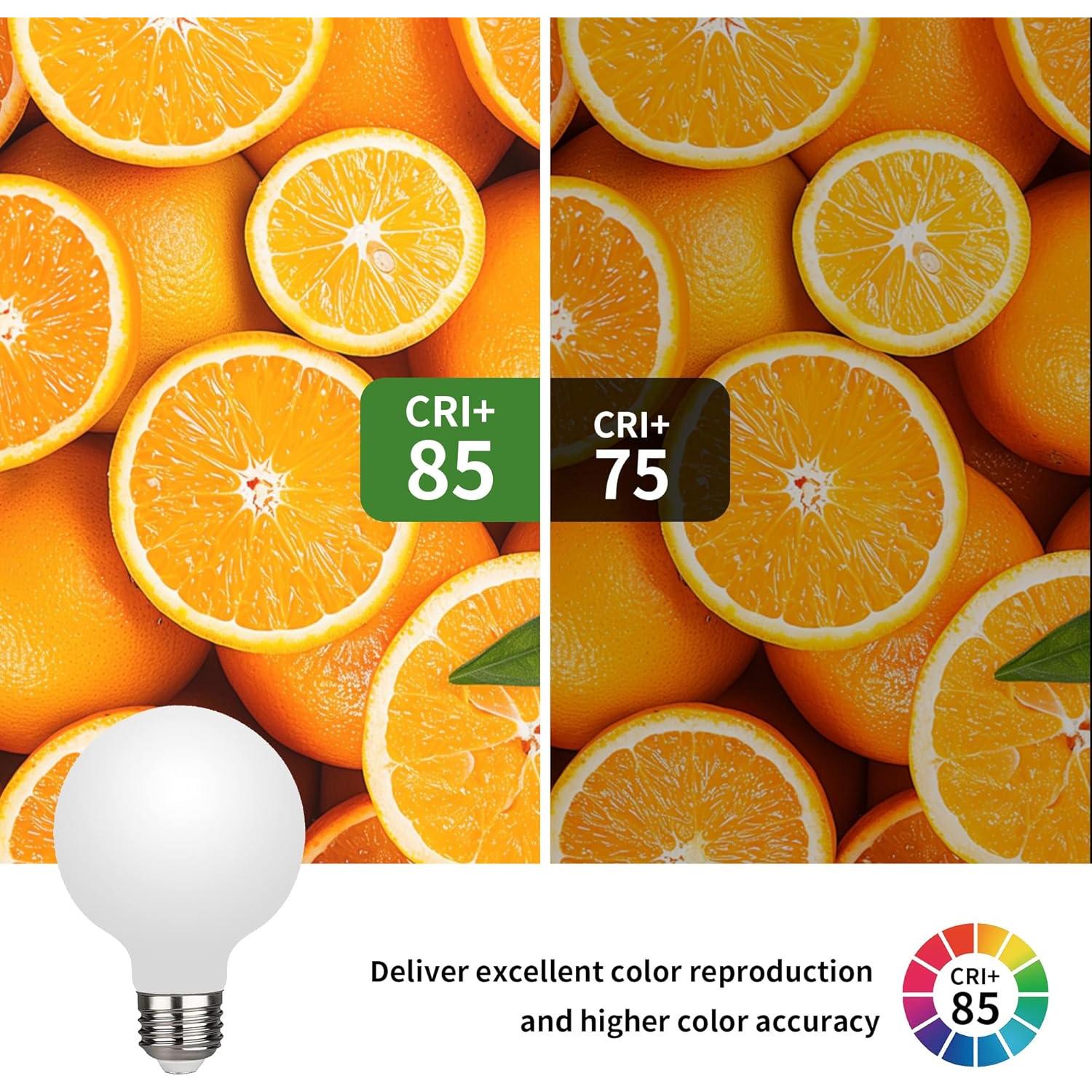 2 Bombillas LED Globo E26 7W 450 Lúmenes Regulables 3 Colores