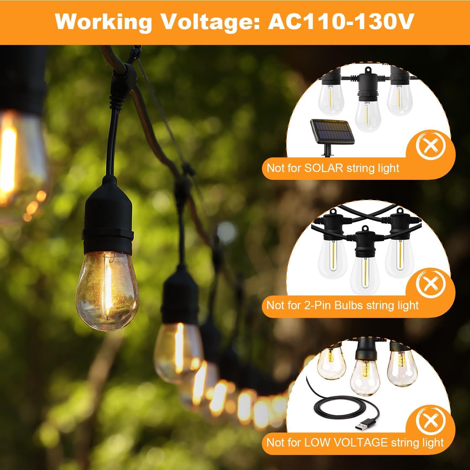 BRIMAX Paquete de 6 Bombillas LED S14 2W E26 2700K Irrompibles