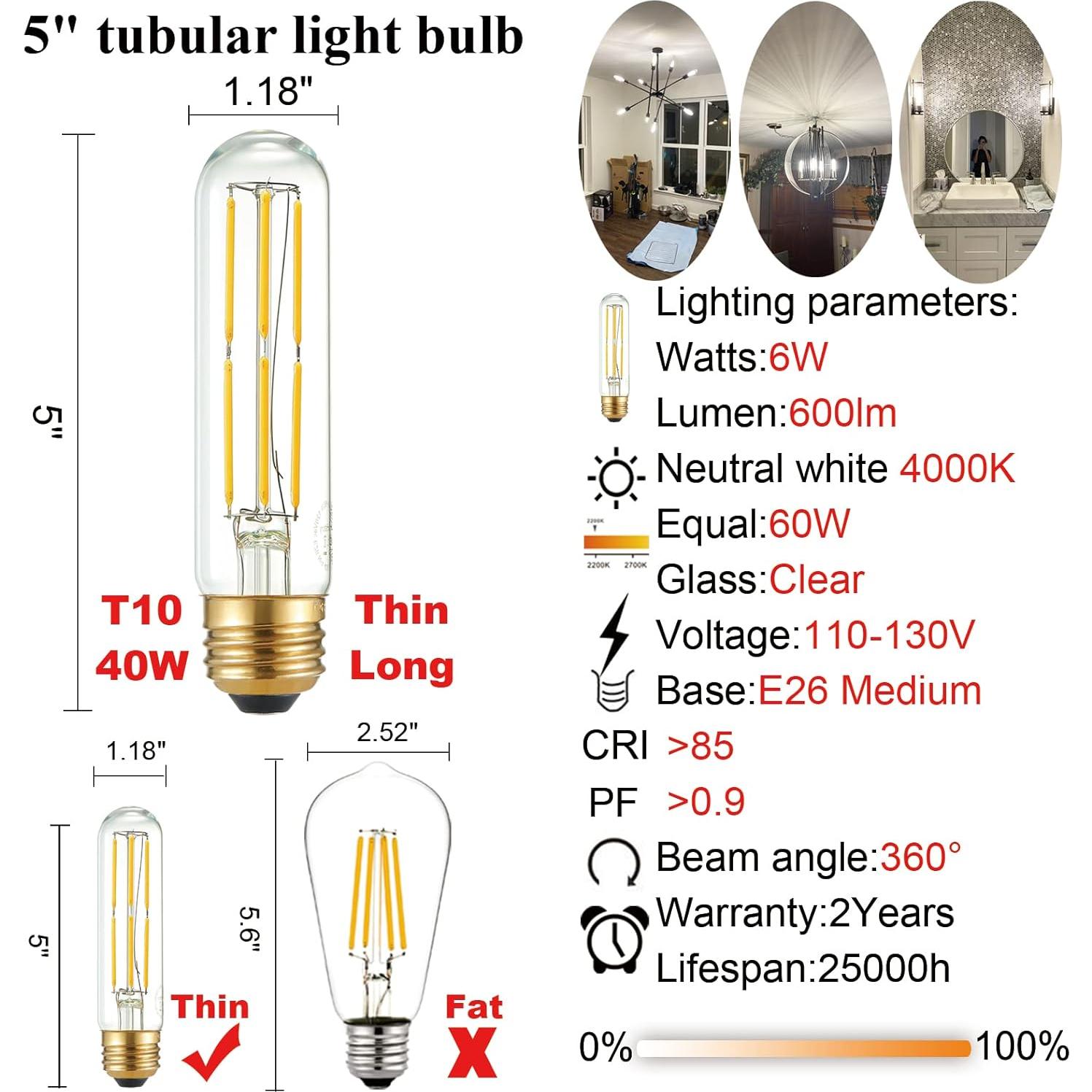 Bombilla LED E26 LiteHistory 6W Regulable 600lm 4000K - Paquete de 6