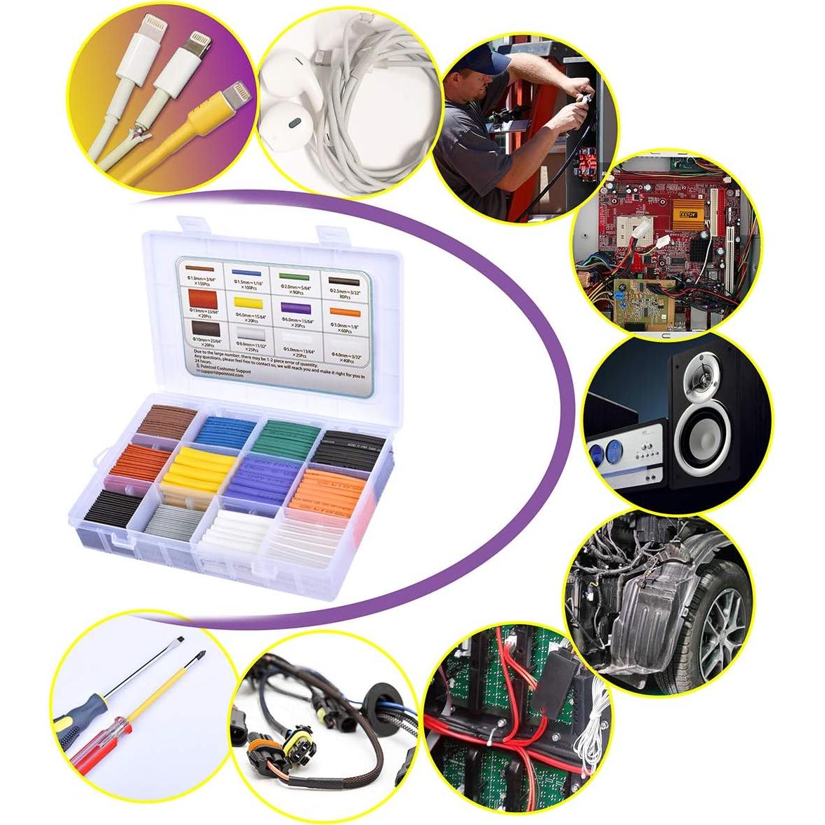 Kit de Tubos Termocontraíbles Pointool 650 Piezas Multicolor