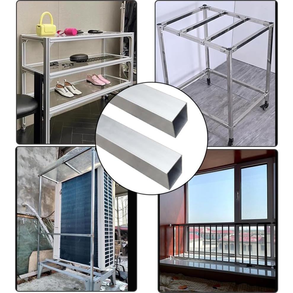 Tubo cuadrado de aluminio 6063 20x20mm 420mm 4 piezas