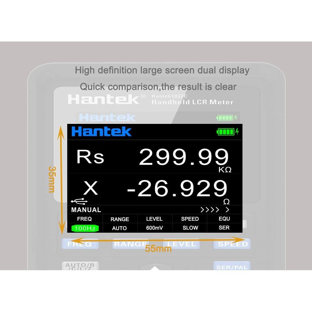 Medidor LCR Hantek 1832C-7 Portátil con Pantalla LCD 2.8"