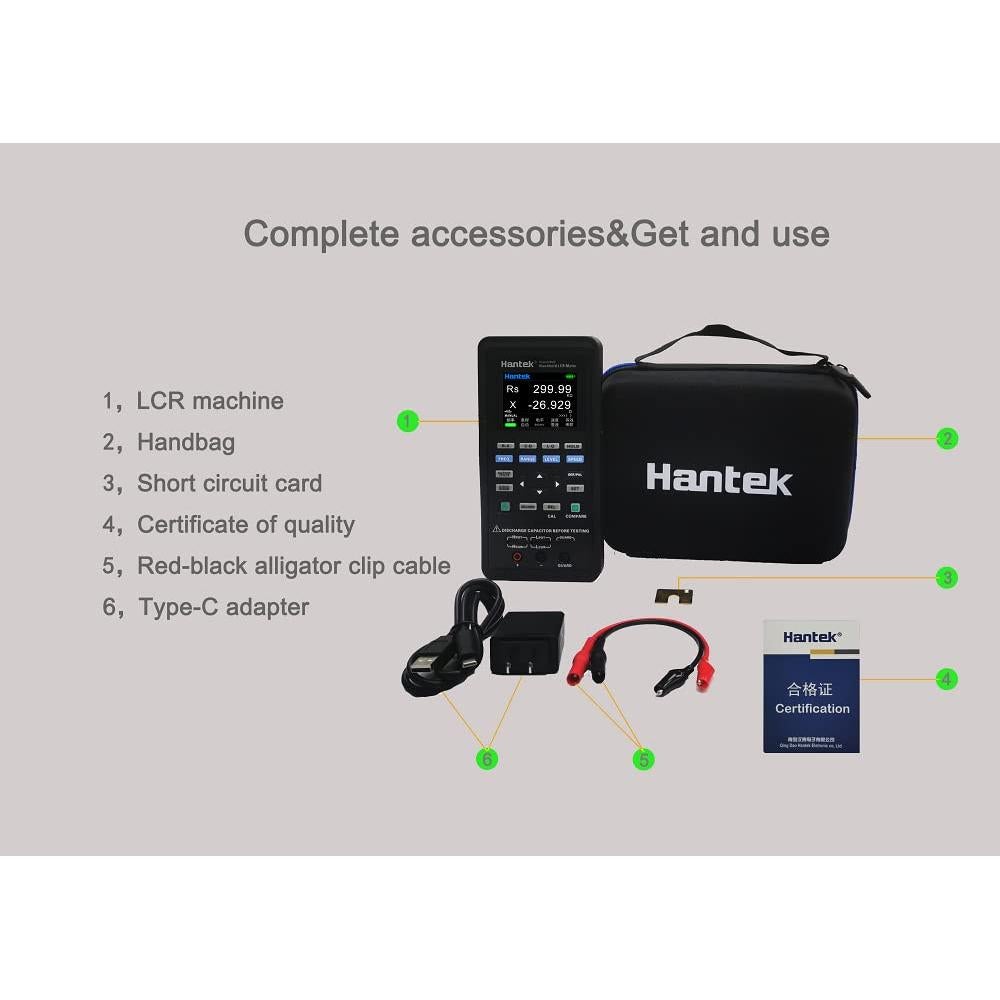 Medidor LCR Hantek 1832C-7 Portátil con Pantalla LCD 2.8"