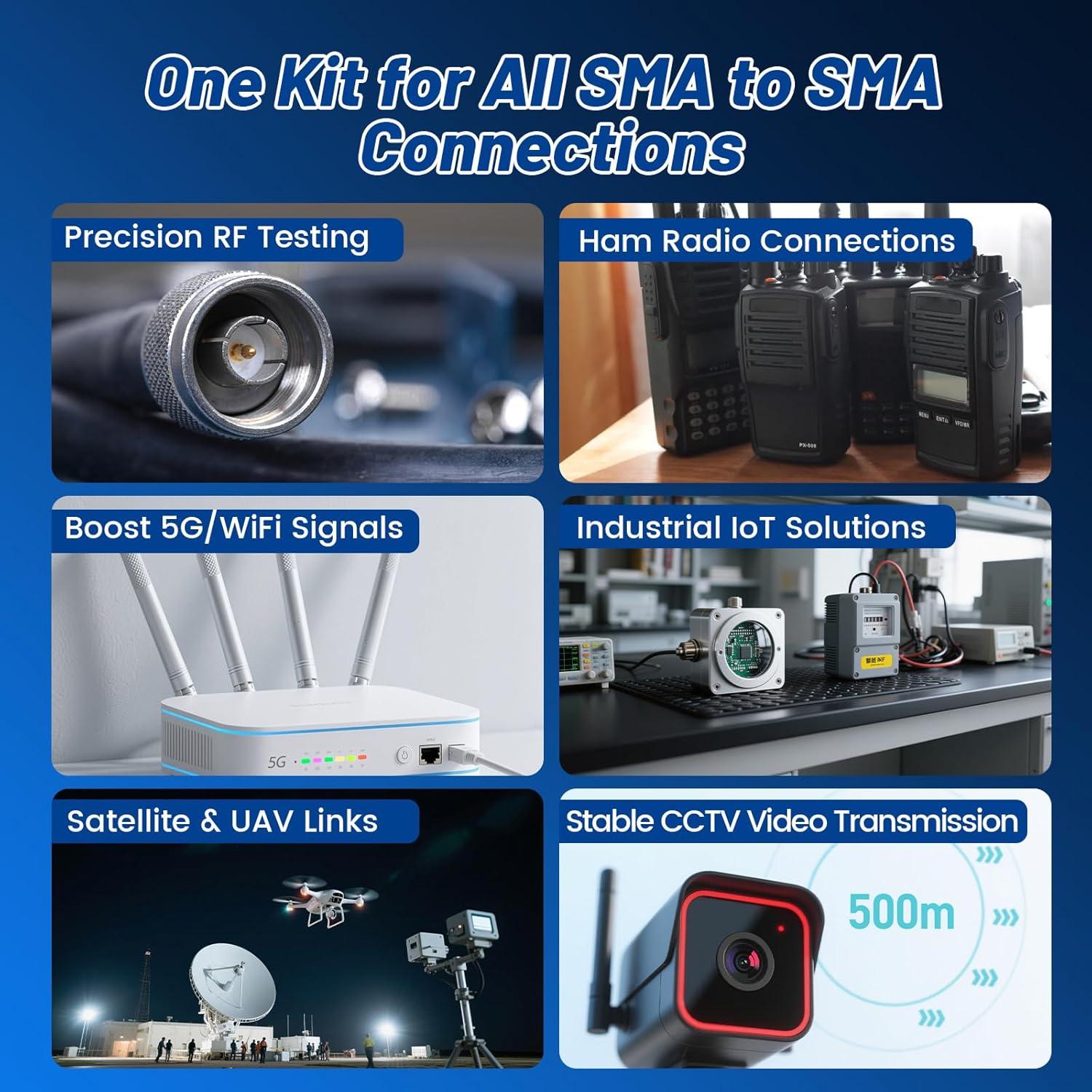 Kit de Adaptadores SMA Anina 10 Piezas RF 5G WiFi