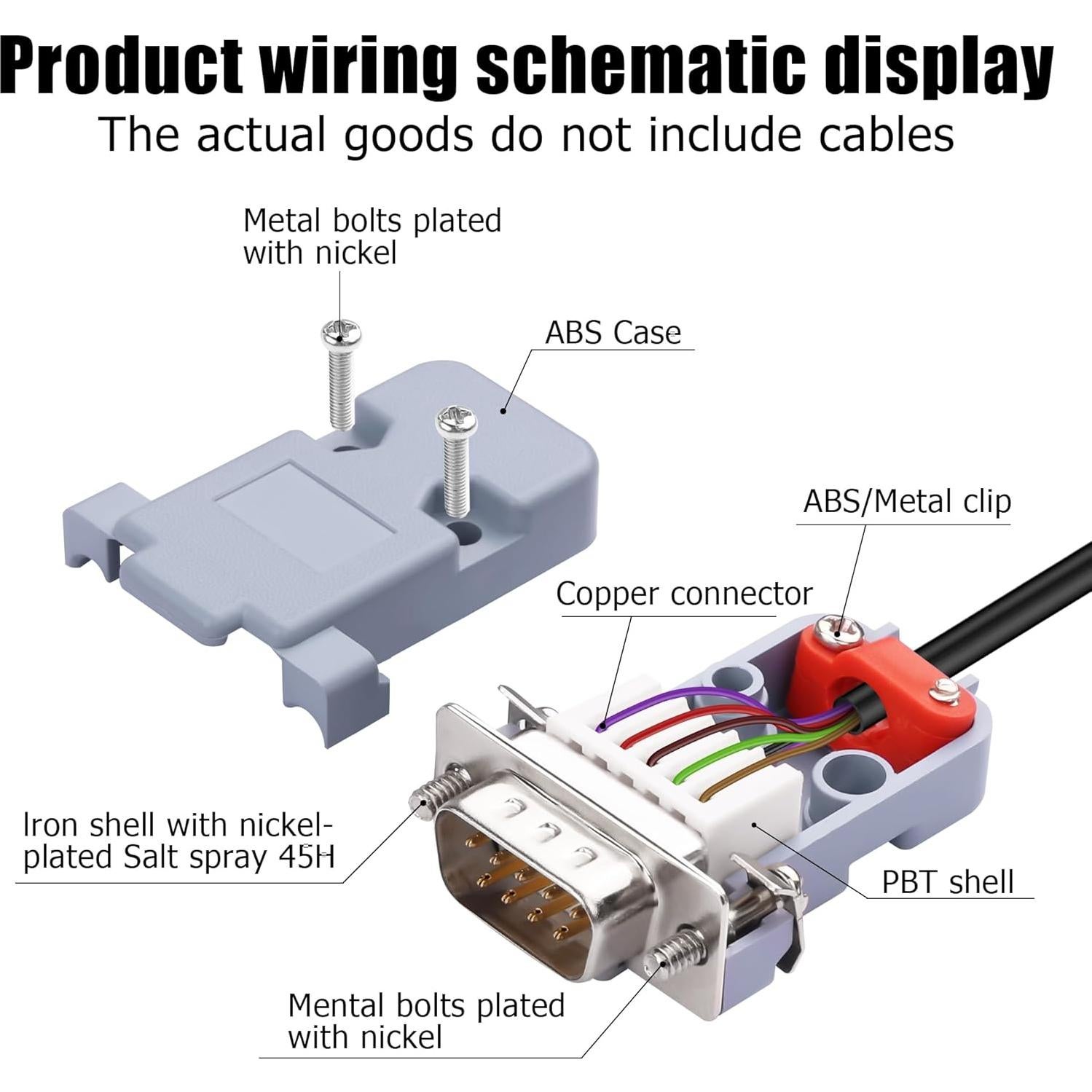 Conector DB9 sin soldadura YAODHAOD Macho 9 Pines 2PCS