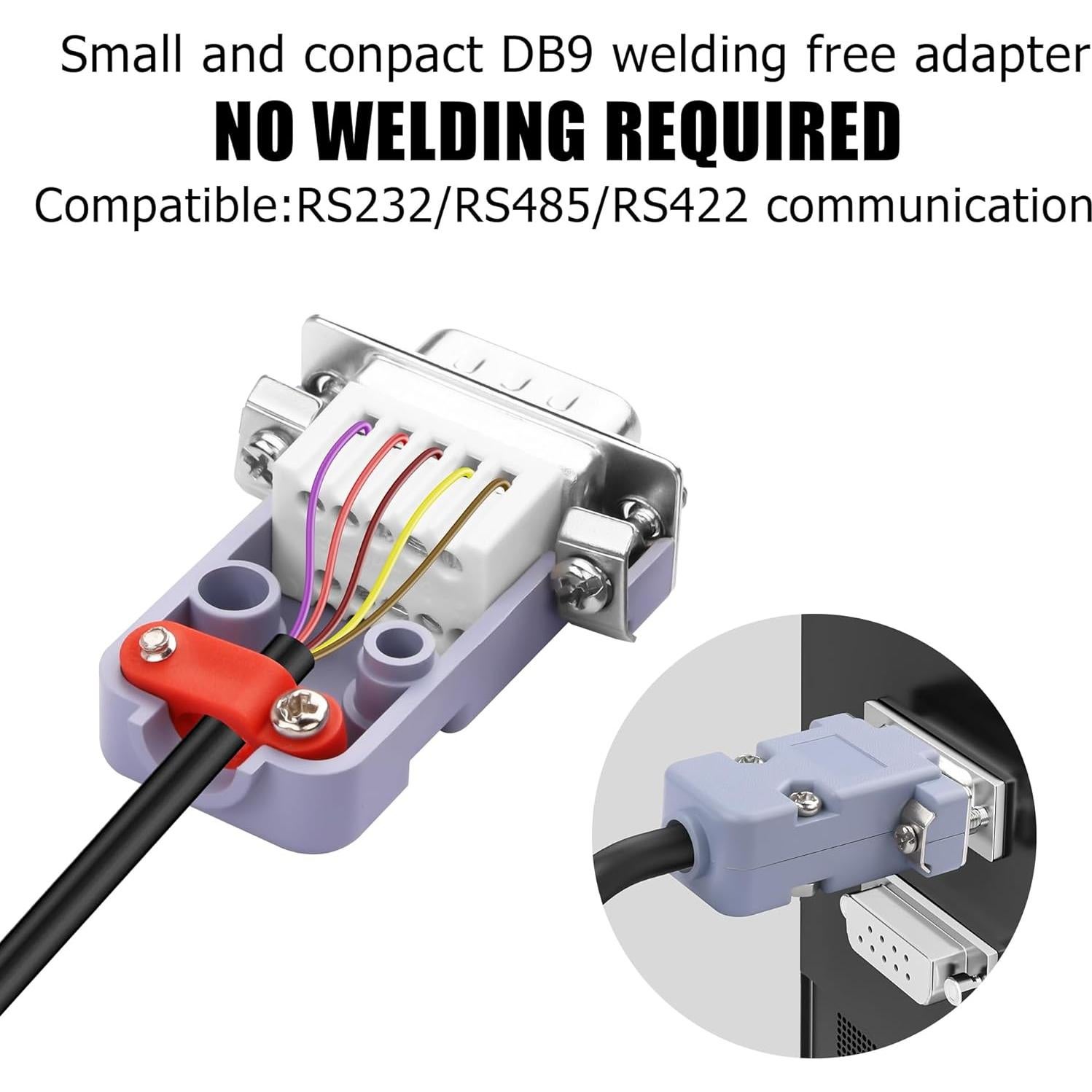 Conector DB9 sin soldadura YAODHAOD Macho 9 Pines 2PCS