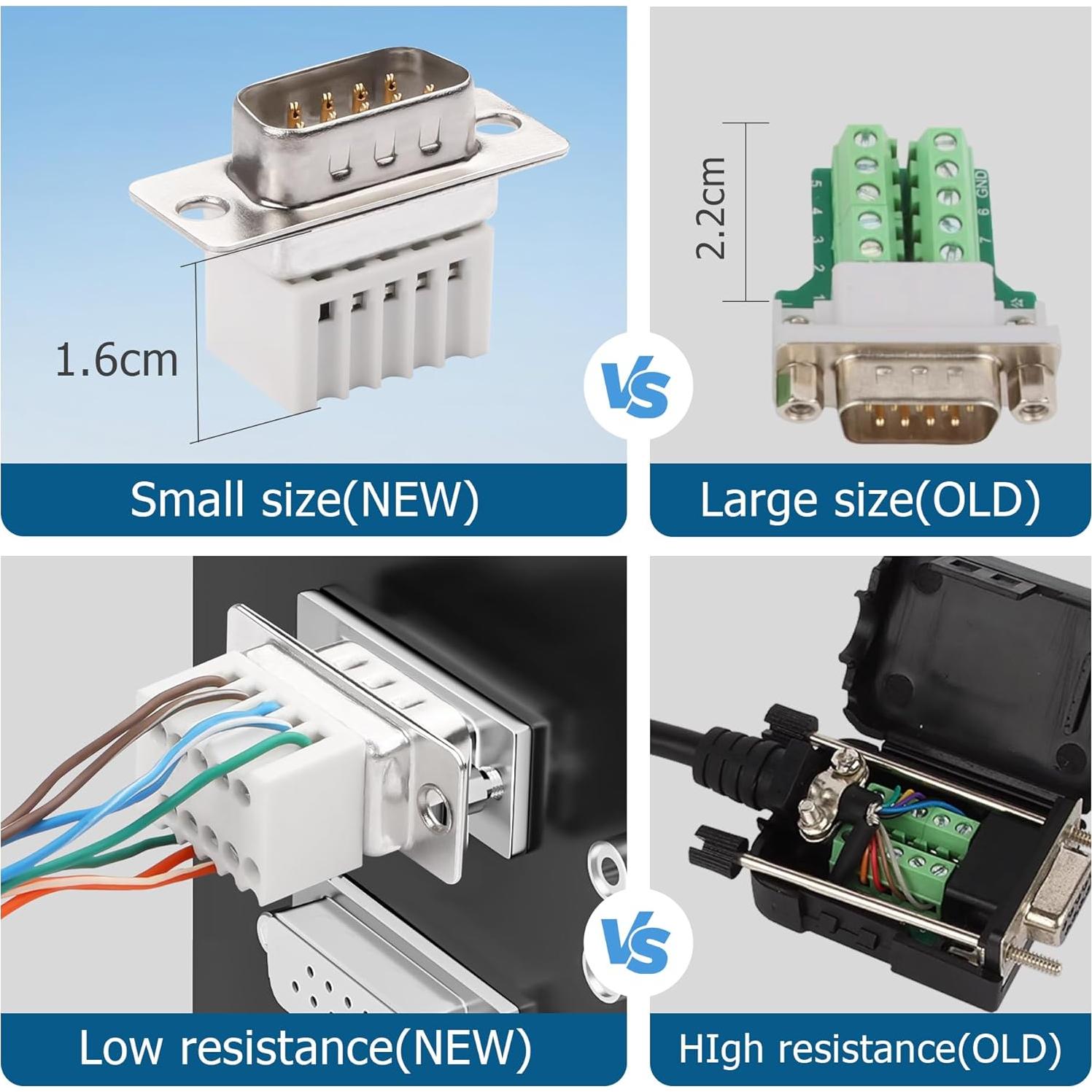 Conector DB9 sin soldadura YAODHAOD Macho 9 Pines 2PCS