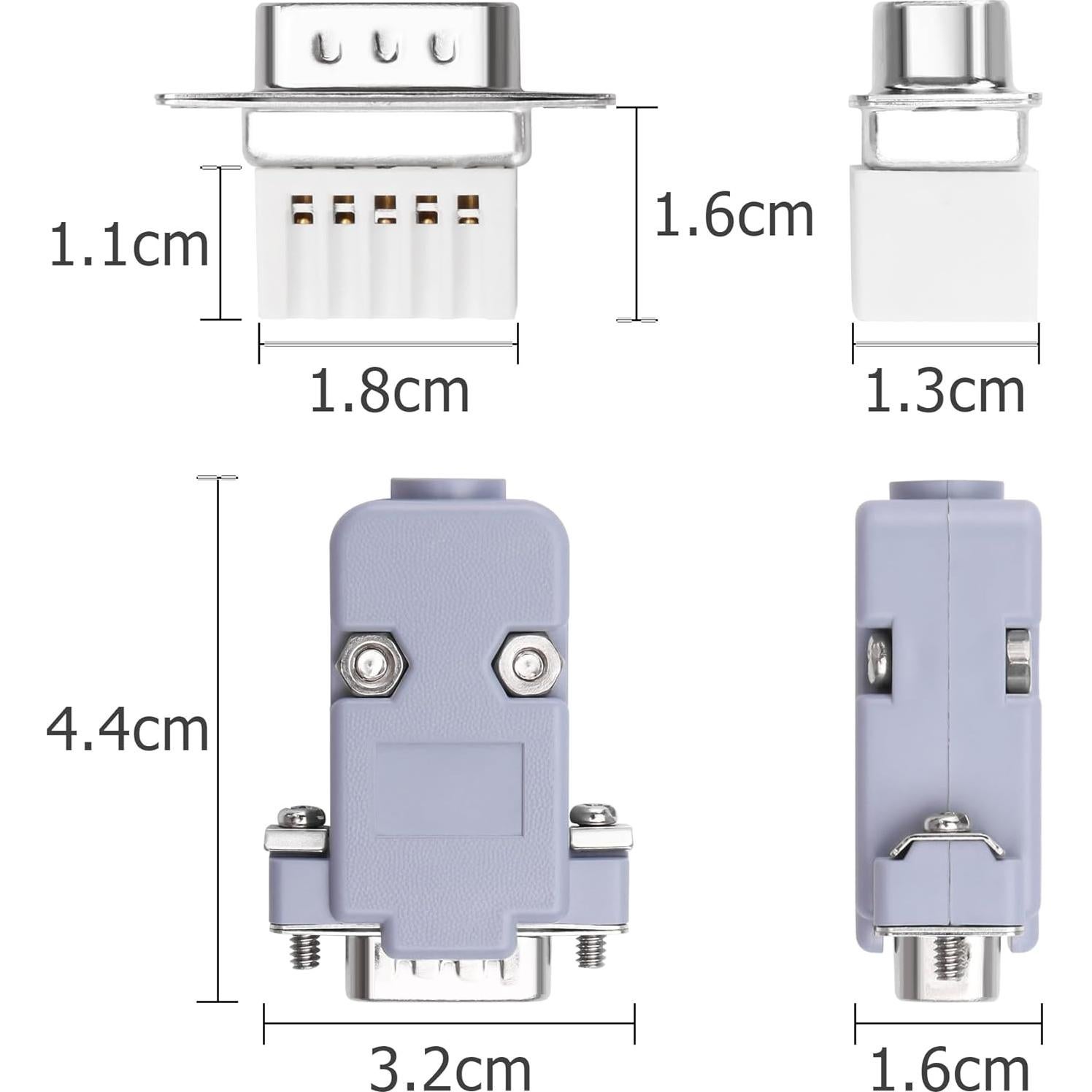 Conector DB9 sin soldadura YAODHAOD Macho 9 Pines 2PCS