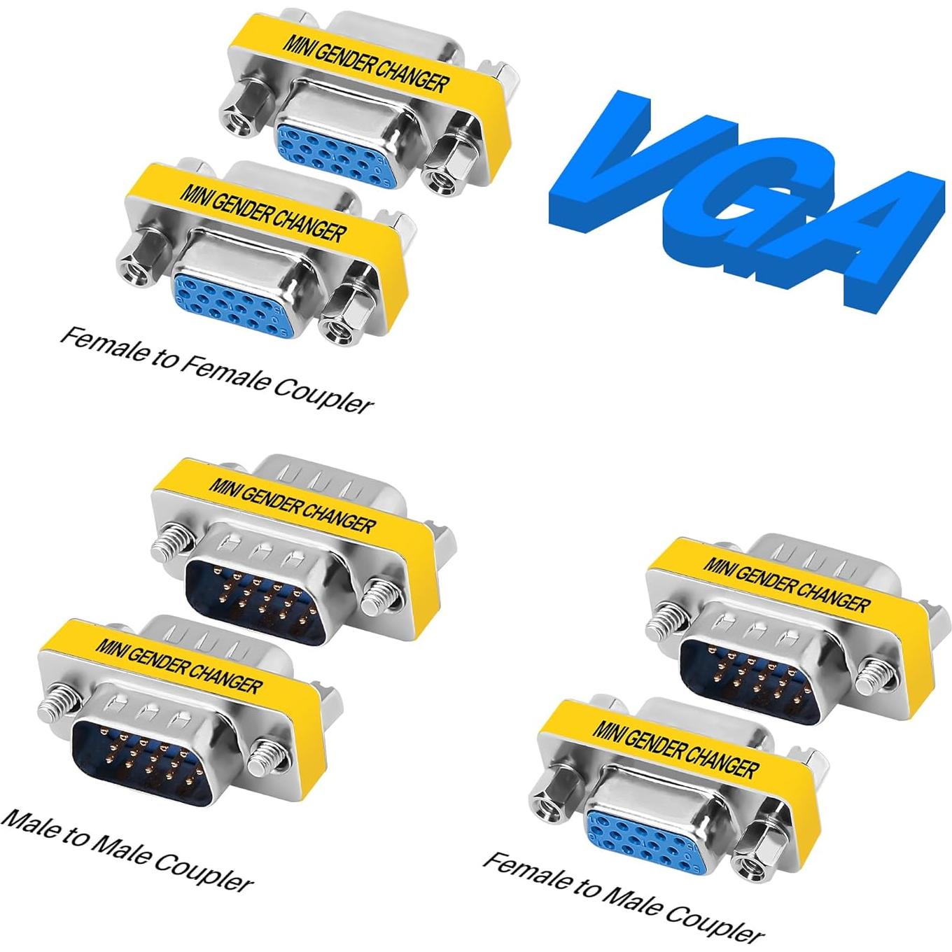 Adaptador VGA 15 Pines 6-Pack Purcopper 1080P para PC y Proyector