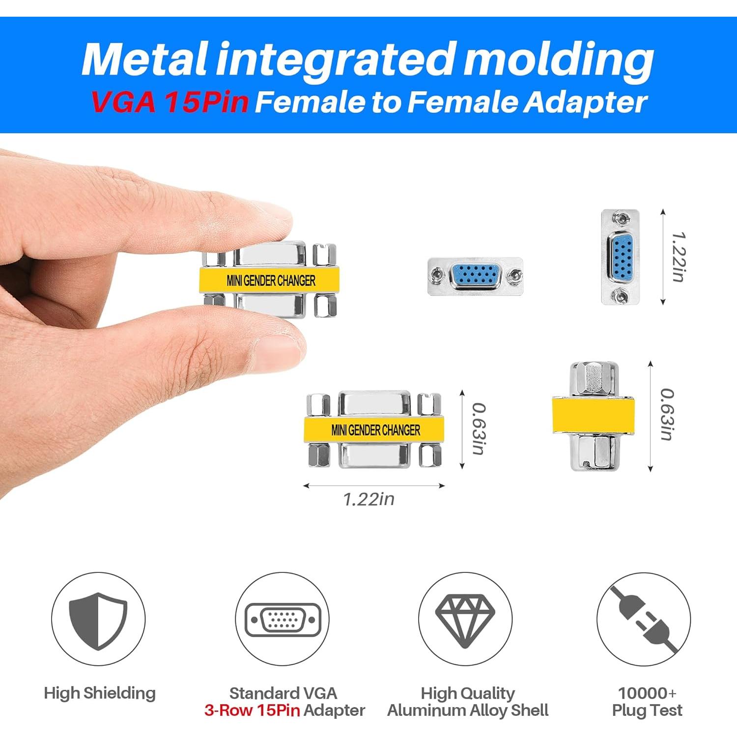 Adaptador VGA 15 Pines 6-Pack Purcopper 1080P para PC y Proyector