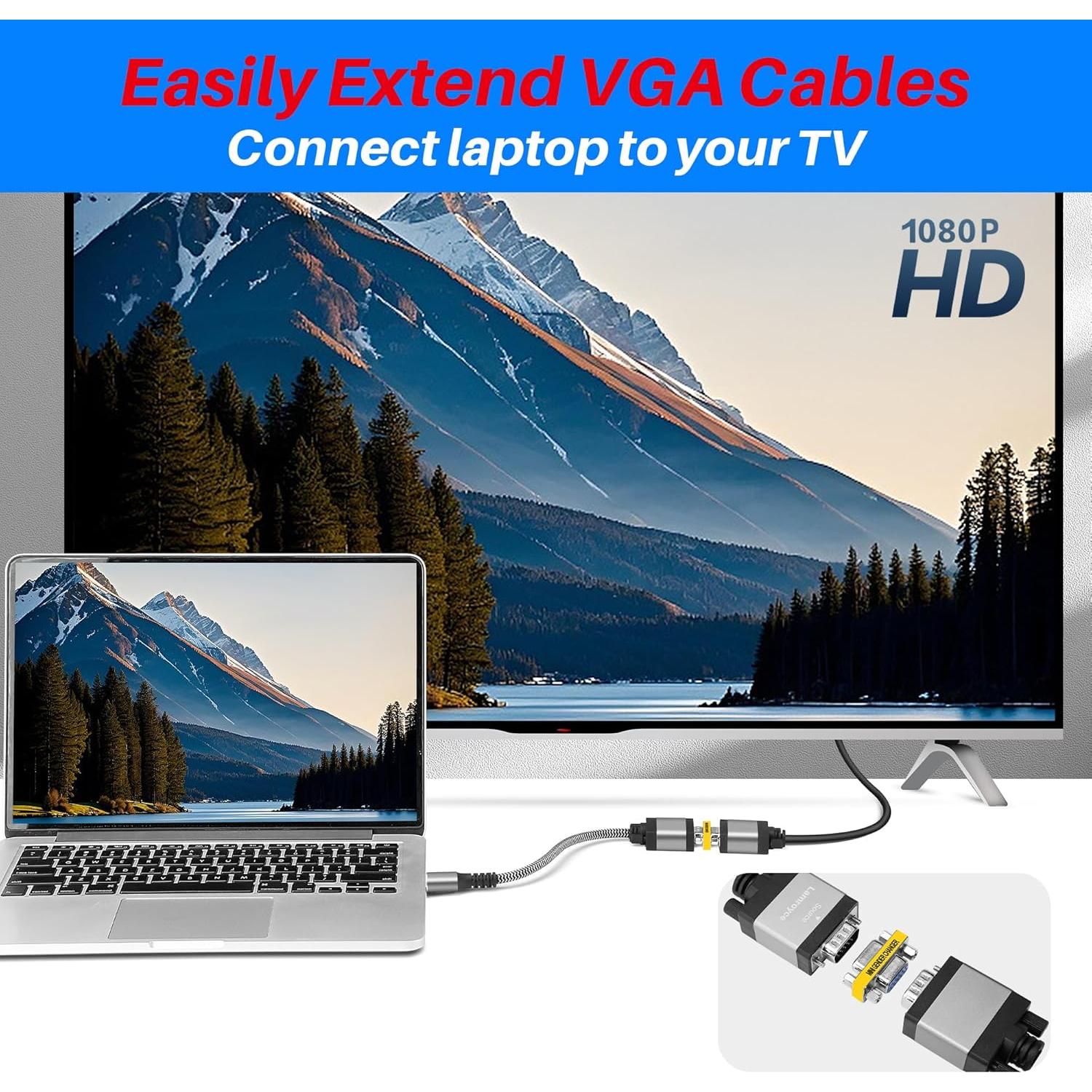 Adaptador VGA 15 Pines 6-Pack Purcopper 1080P para PC y Proyector