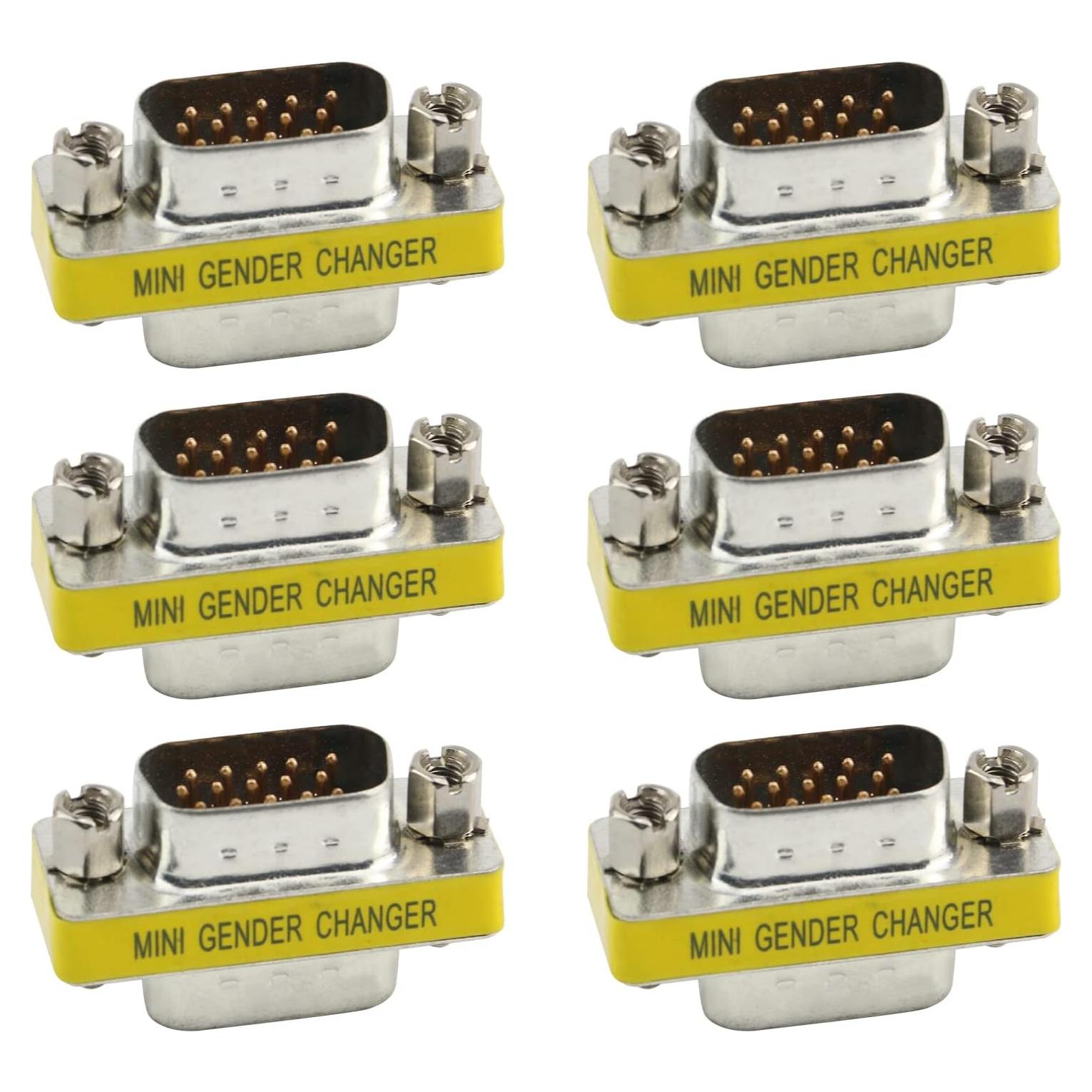 Adaptador VGA Macho a Macho 15 Pin Antrader - 6 Piezas