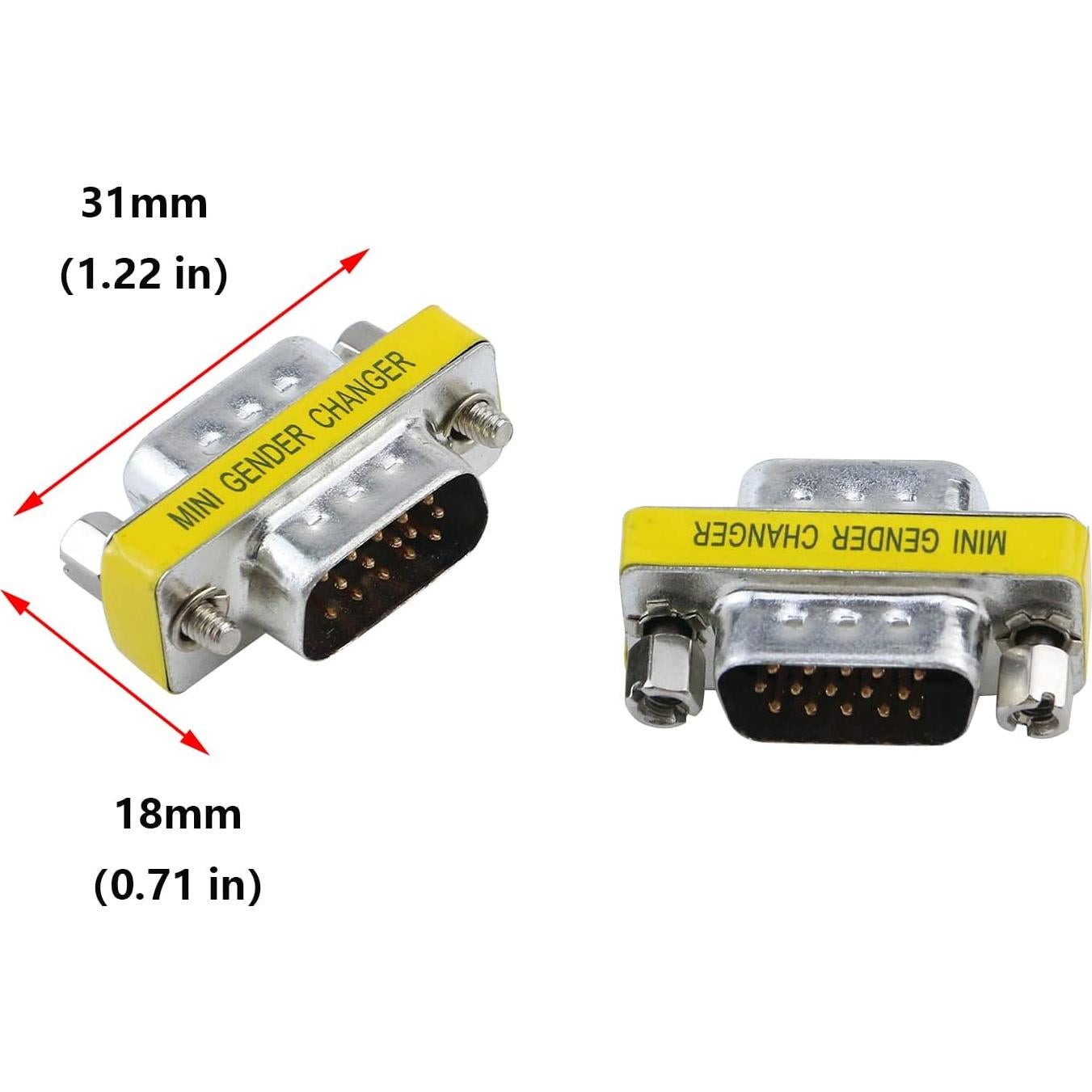 Adaptador VGA Macho a Macho 15 Pin Antrader - 6 Piezas