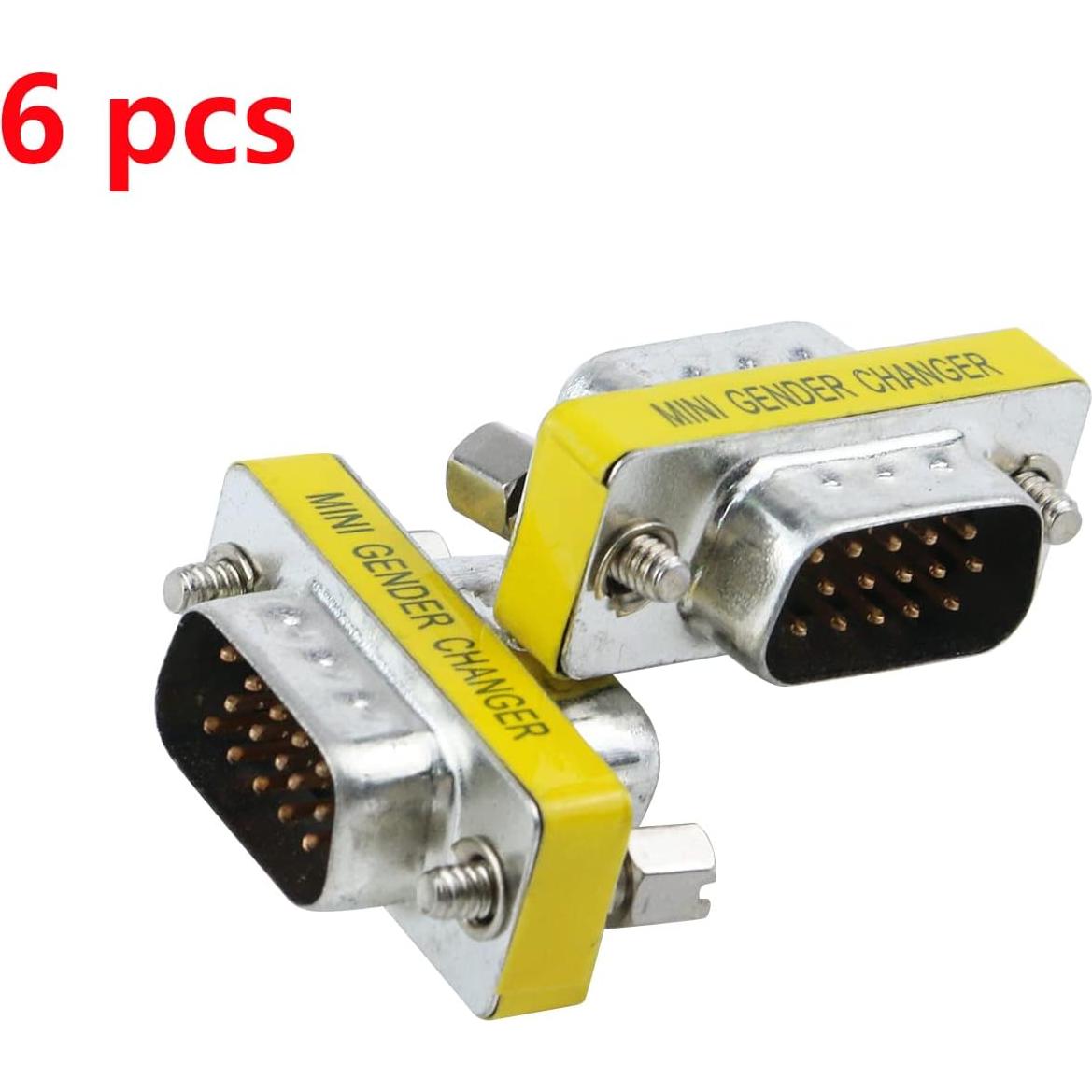 Adaptador VGA Macho a Macho 15 Pin Antrader - 6 Piezas