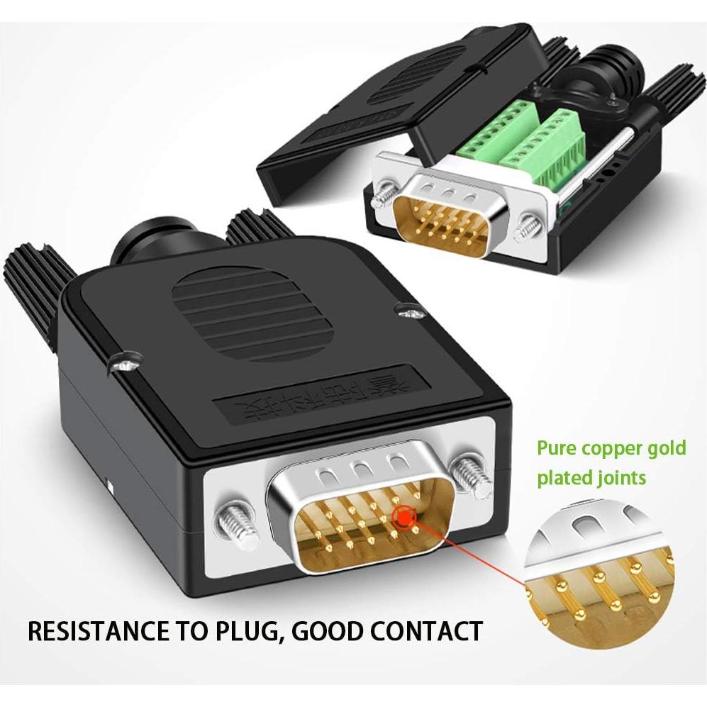 Conector Rápido VGA Macho 3+9 ANMBEST 2PCS 16mm Sin Soldadura