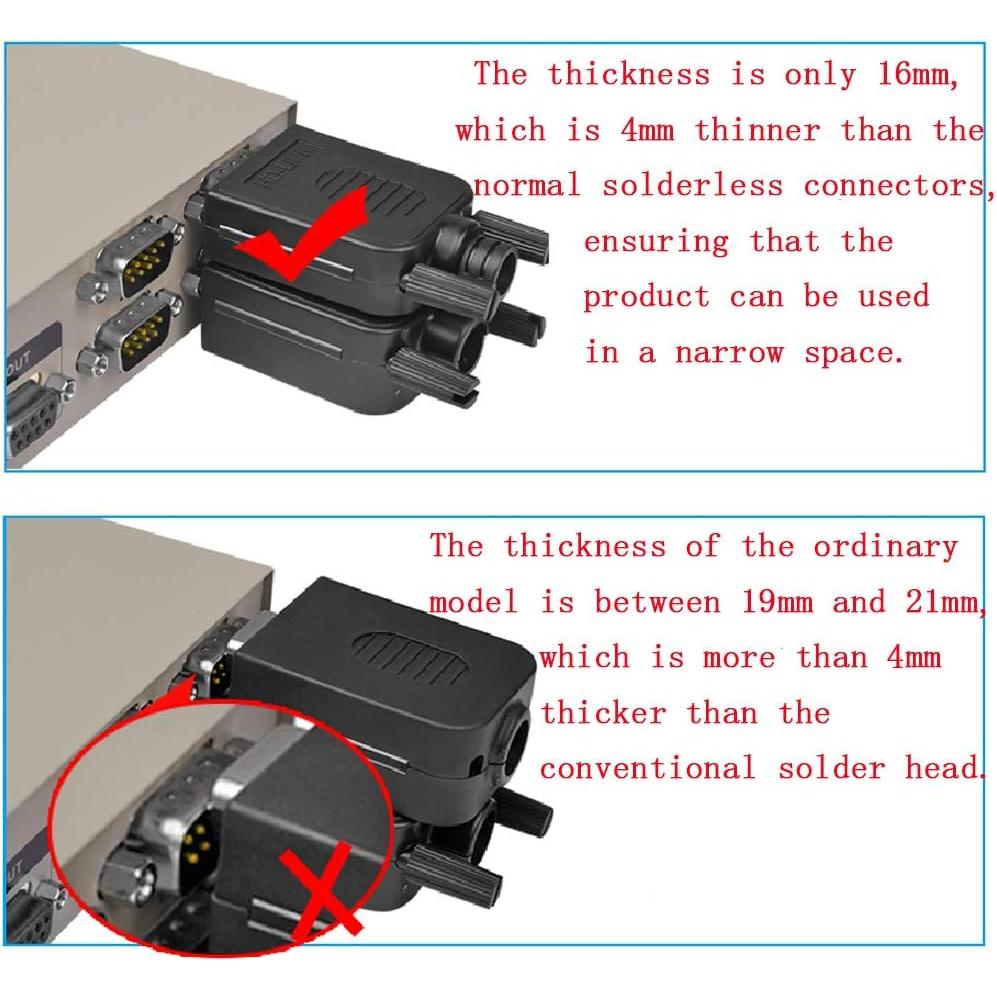 Conector Rápido VGA Macho 3+9 ANMBEST 2PCS 16mm Sin Soldadura