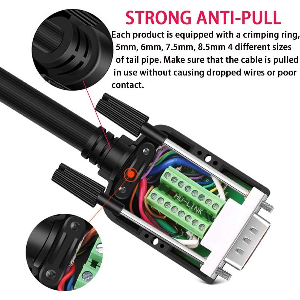 Conector Rápido VGA Macho 3+9 ANMBEST 2PCS 16mm Sin Soldadura