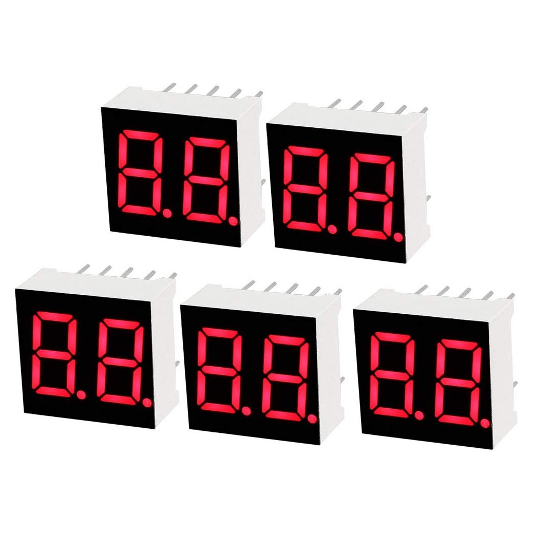 Tubo LED Digital 7 Segmentos uxcell 1.5x1.4cm Rojo 5pcs