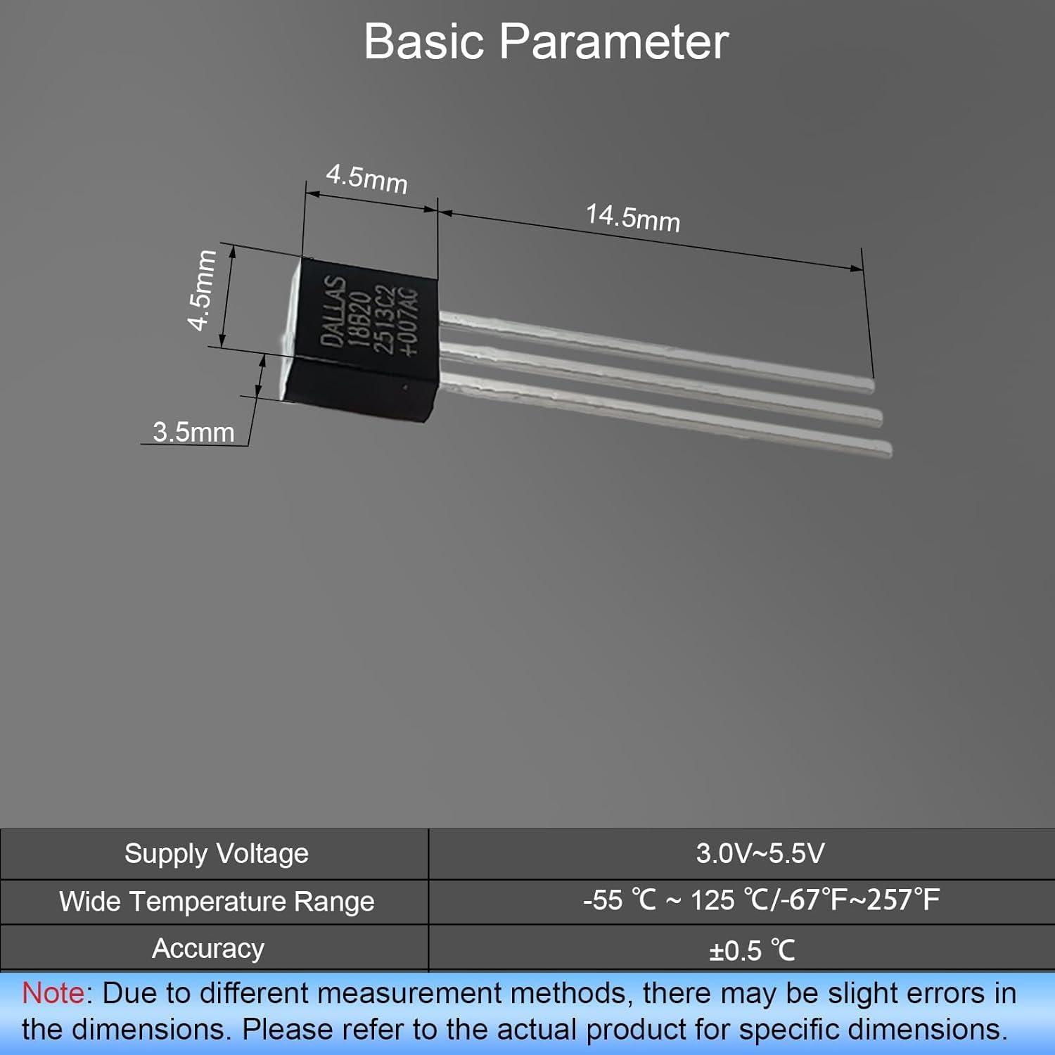 10 Piezas Sensor de Temperatura Digital DS18B20 -55°C a 125°C
