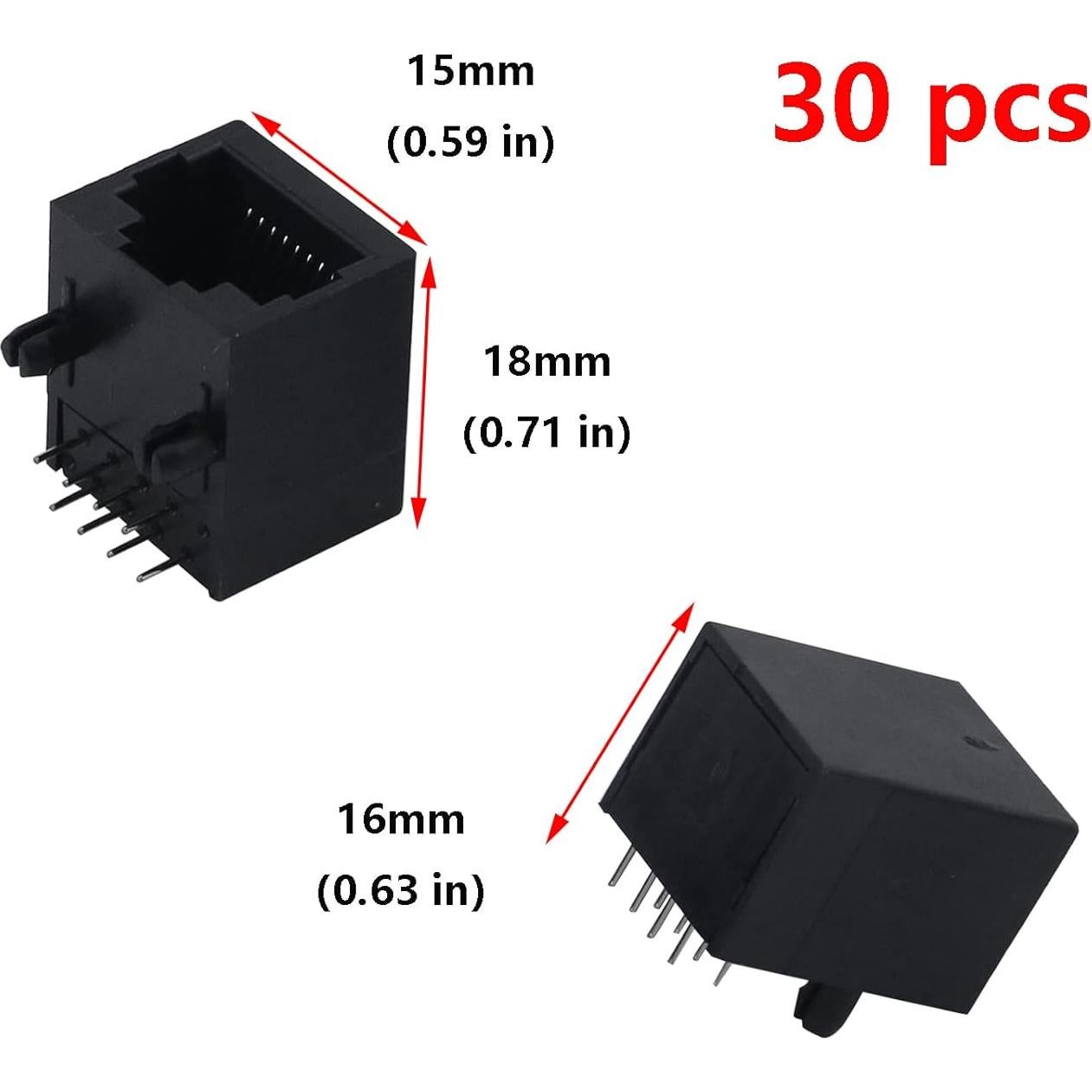 Conector Modular RJ45 8P8C Antrader 30 Piezas Montaje PCB
