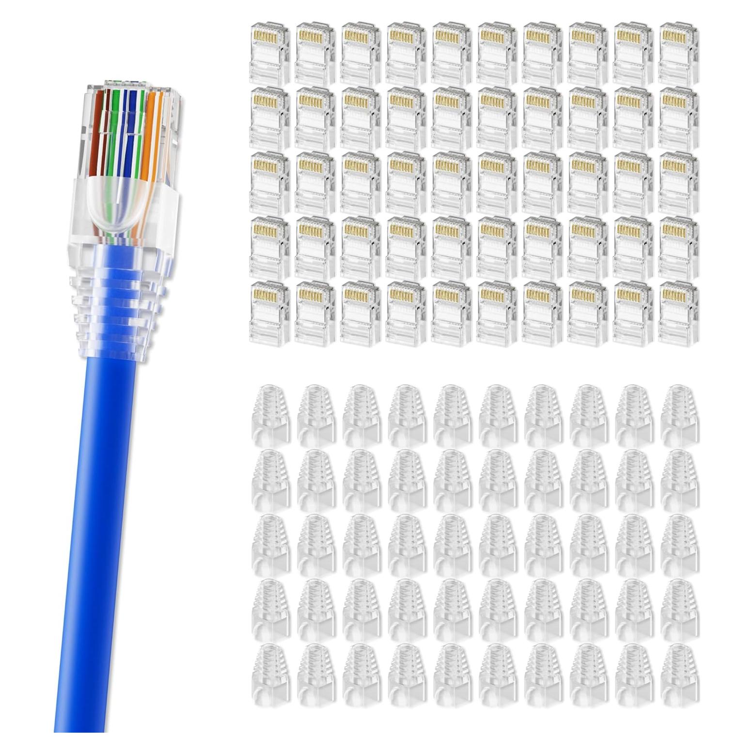 Conectores RJ45 Cat6 CableGeeker 100 Pcs + 100 Botas Alivio