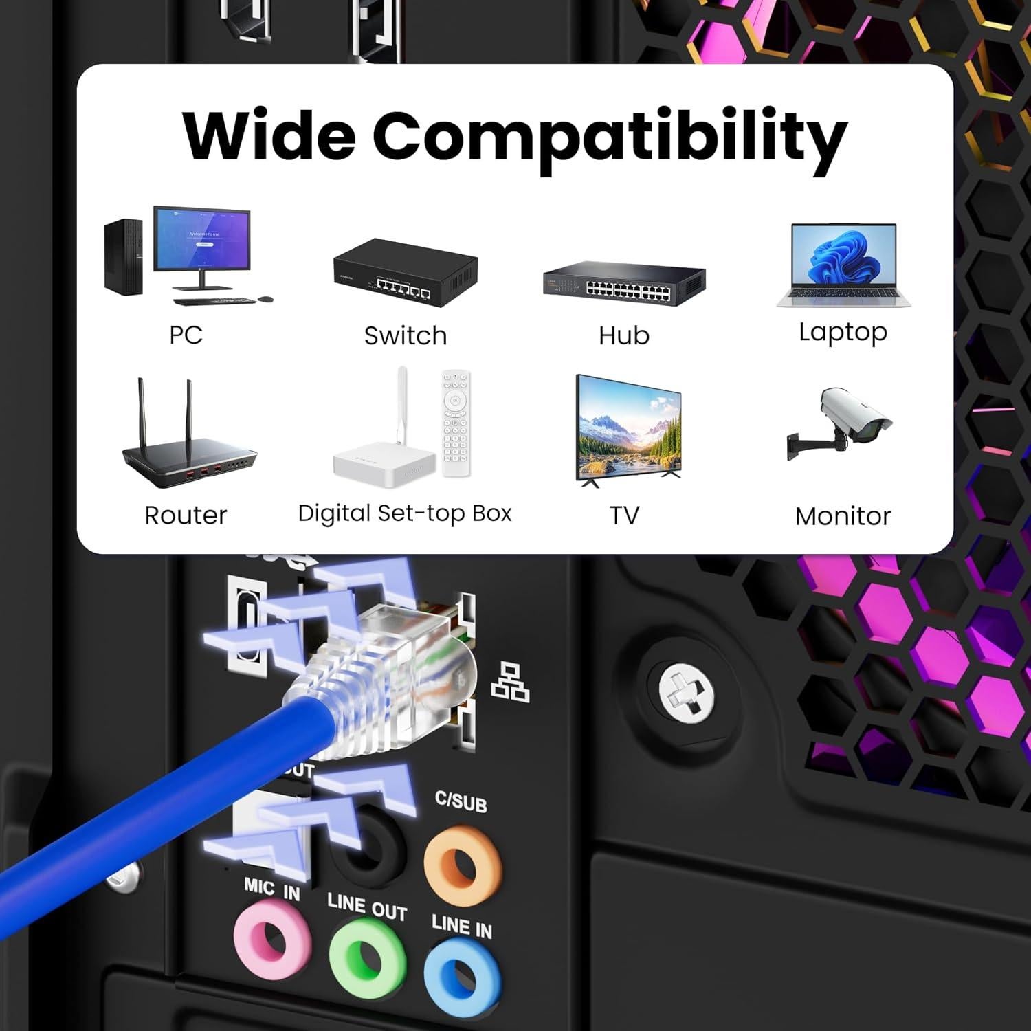 Conectores RJ45 Cat6 CableGeeker 100 Pcs + 100 Botas Alivio