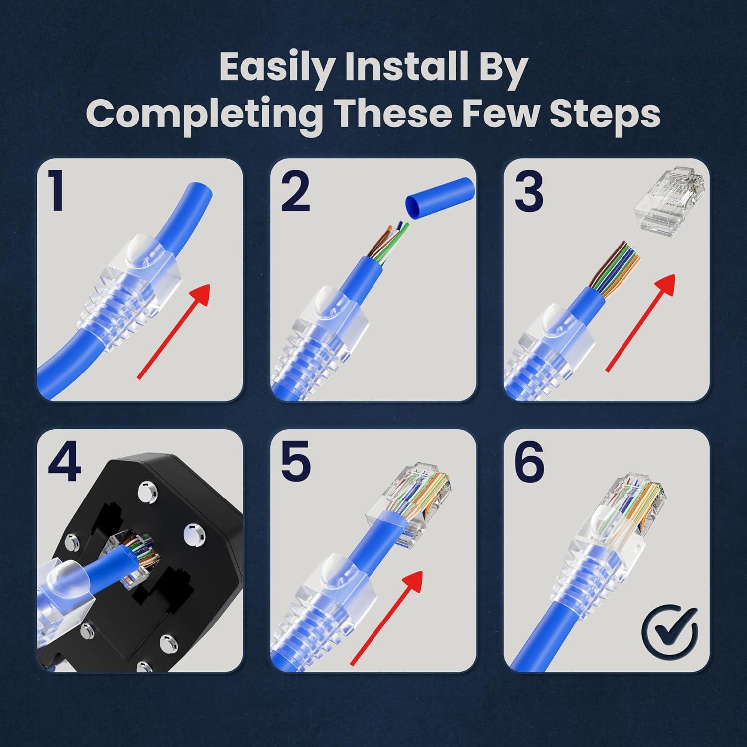 Conectores RJ45 Cat6 CableGeeker 100 Pcs + 100 Botas Alivio