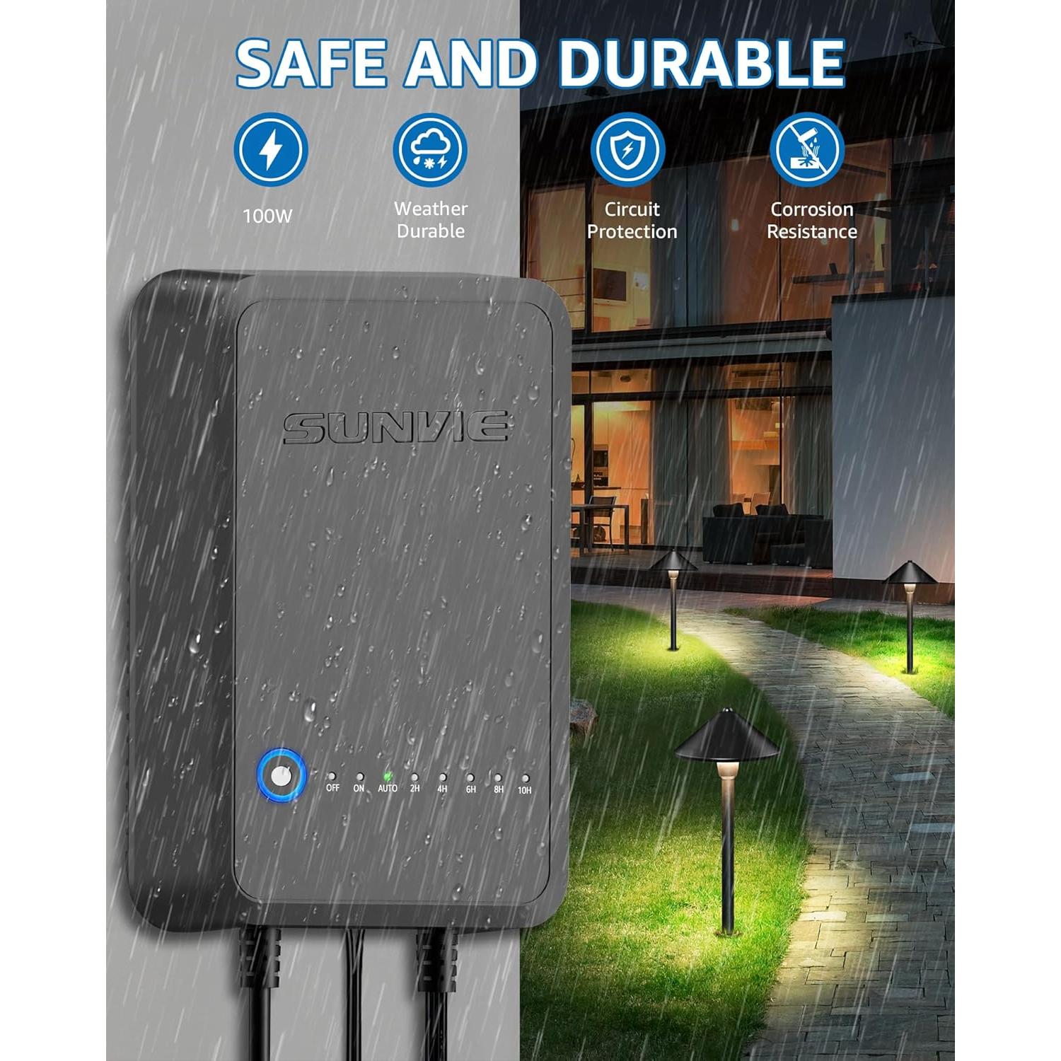 Transformador de Paisaje Sunvie 100W 120V CA a 12V CC