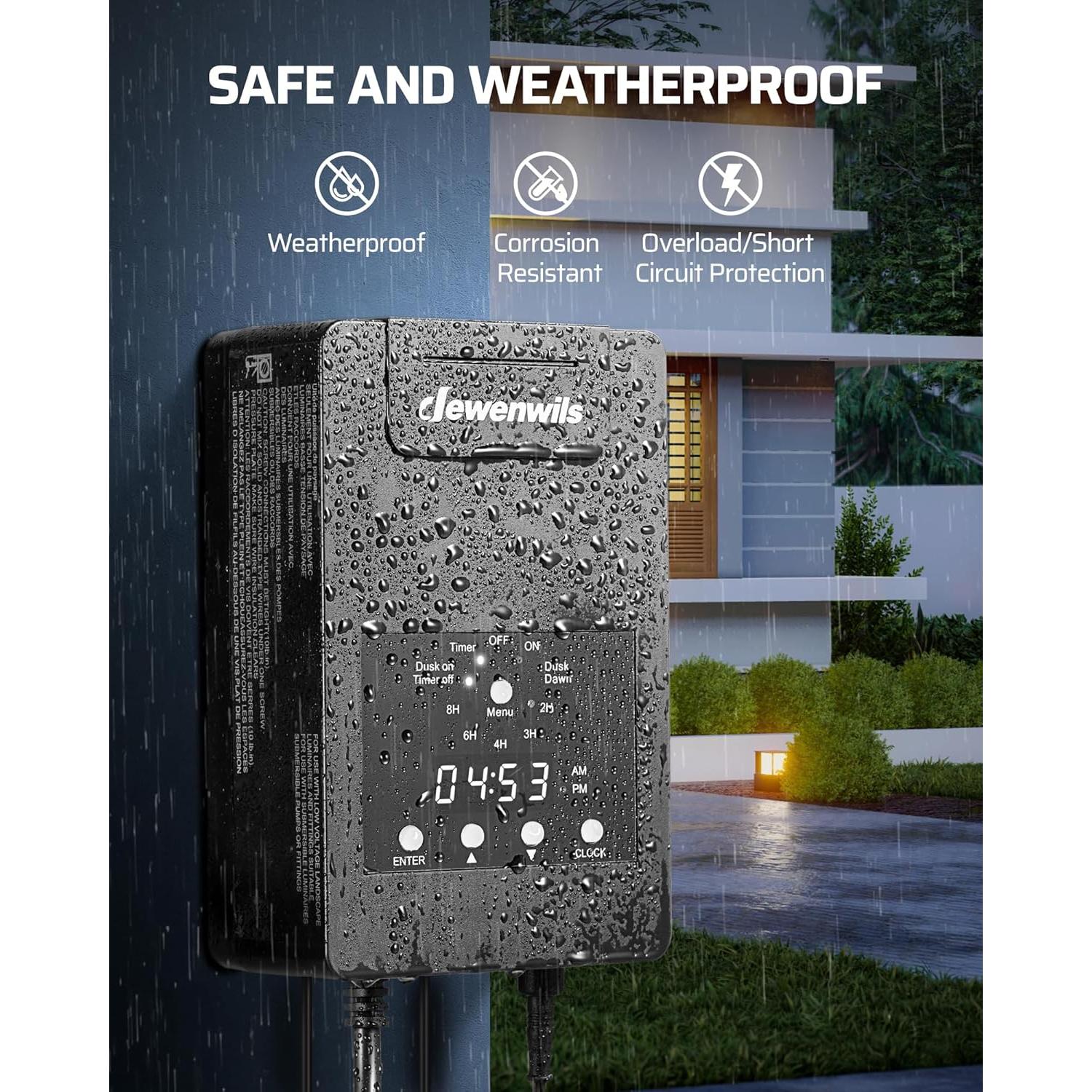 Transformador Bajo Voltaje Dewenwils 120W 12V CC con Sensor