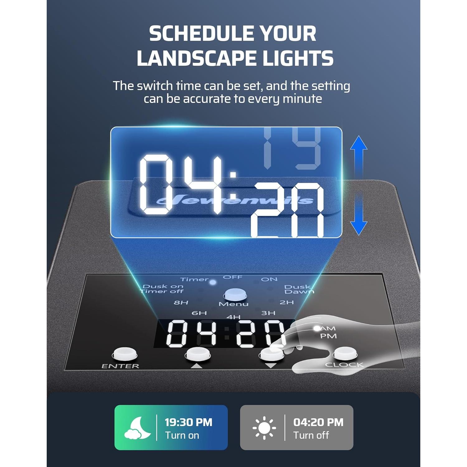 Transformador Bajo Voltaje Dewenwils 120W 12V CC con Sensor