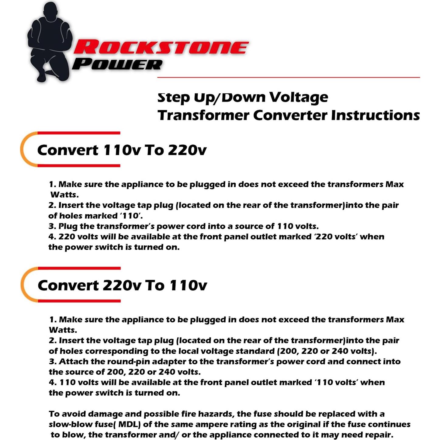 Convertidor Transformador de Voltaje 1000W Rockstone Power