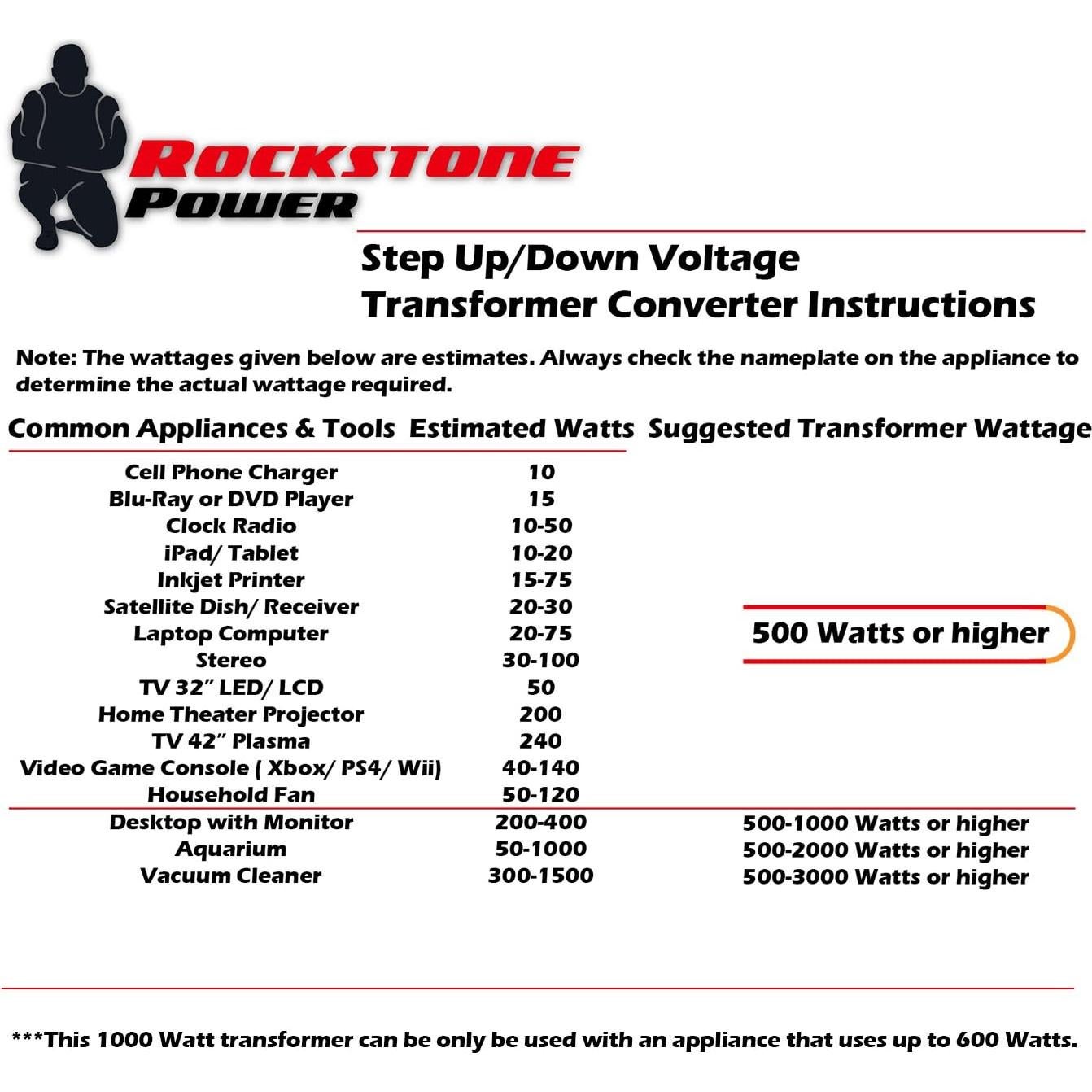 Convertidor Transformador de Voltaje 1000W Rockstone Power