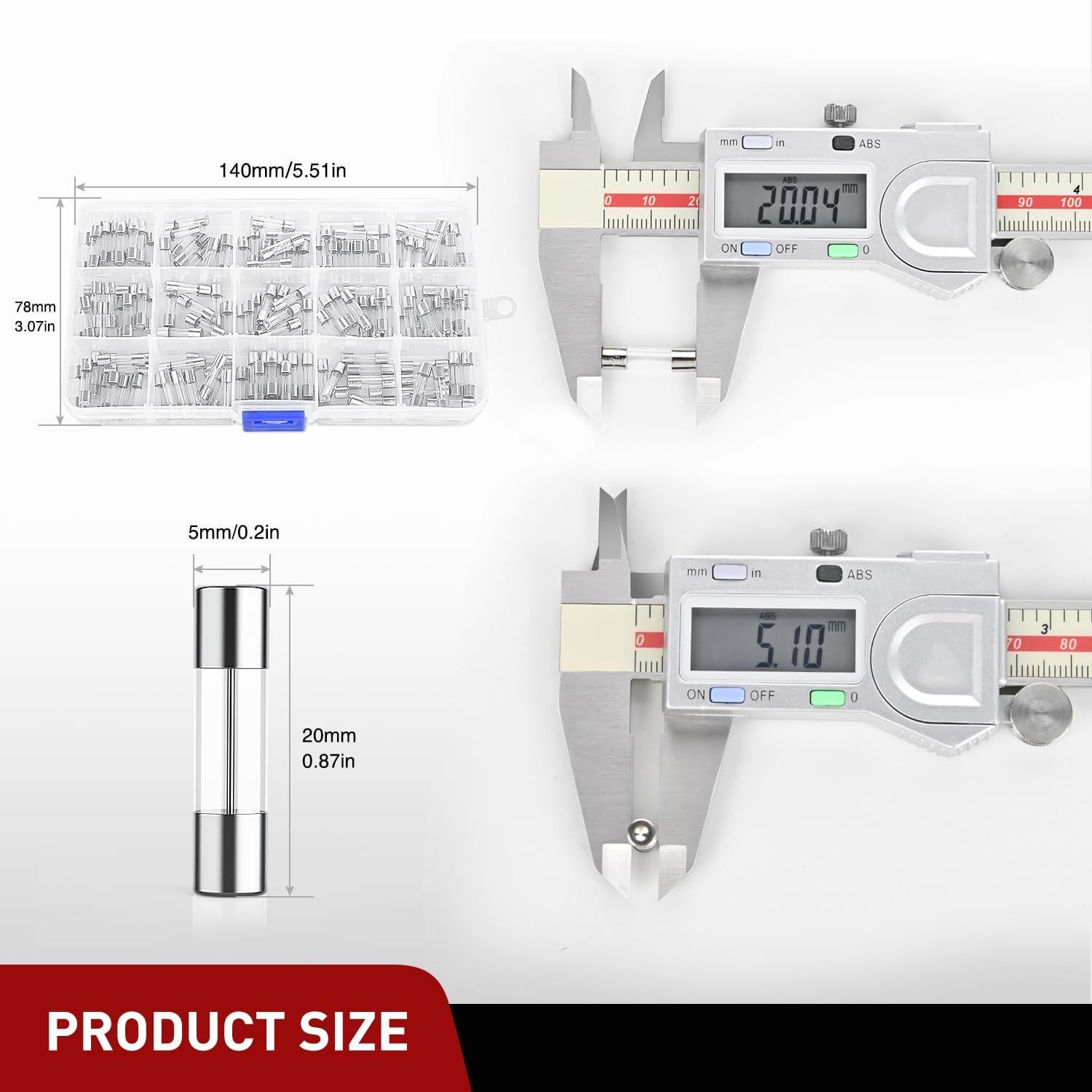 Kit de Fusibles de Vidrio Nilight 150PCS 5x20mm 16AWG 250V
