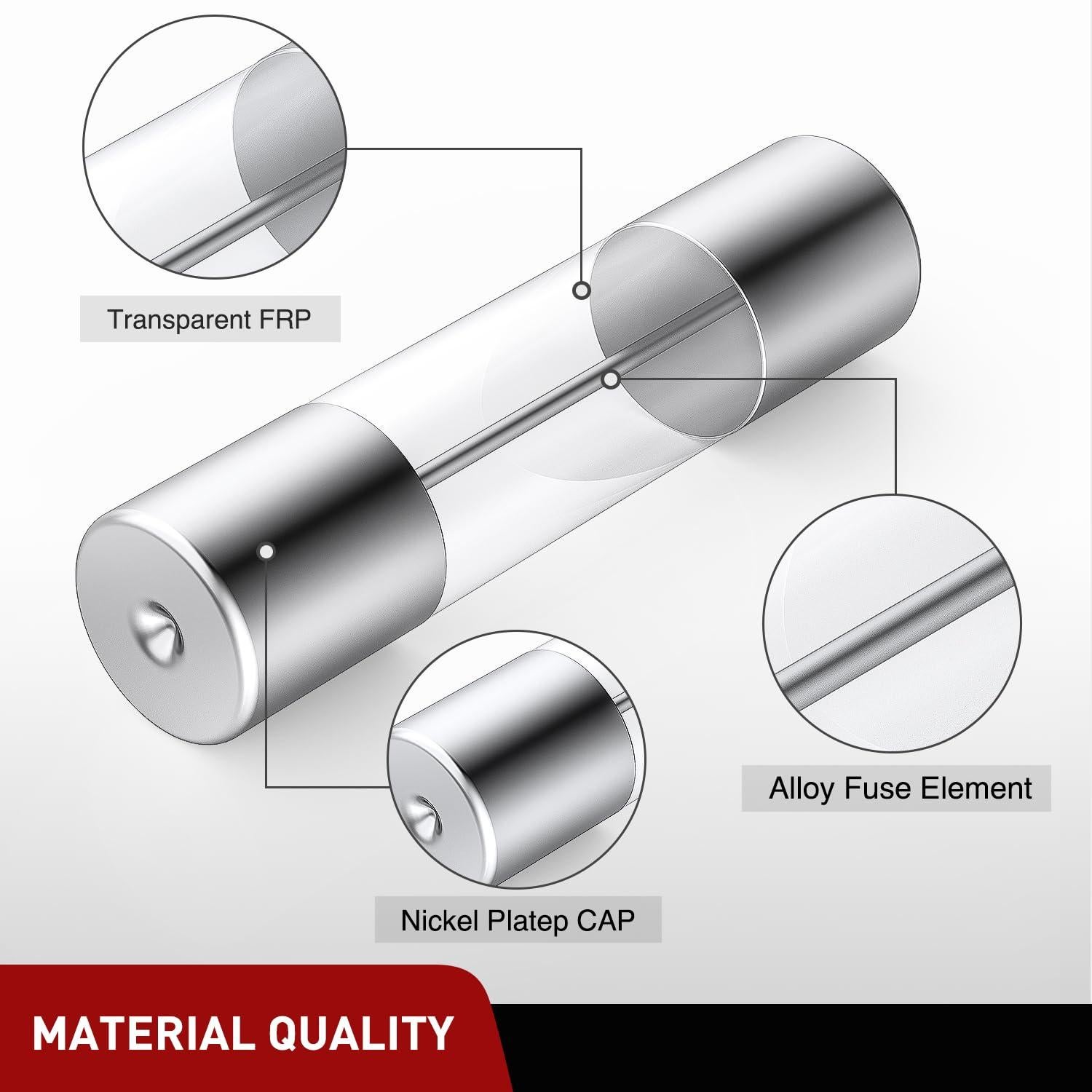 Kit de Fusibles de Vidrio Nilight 150PCS 5x20mm 16AWG 250V