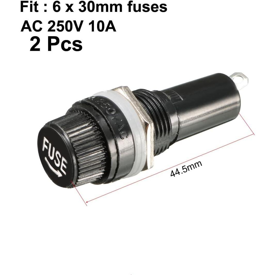 Soporte de Fusible Panel 2pcs uxcell 10A 250V 6x30mm