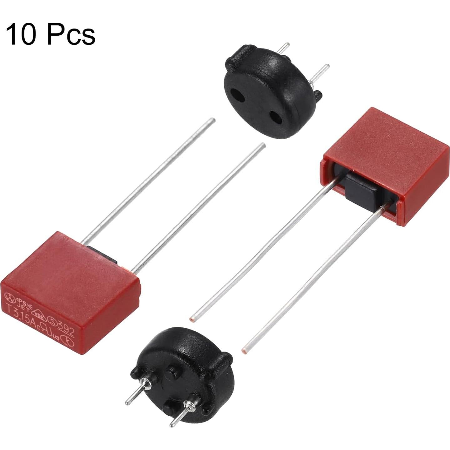 Fusibles Térmicos Lentos uxcell 10 Pcs 3.15A 250V Rojo