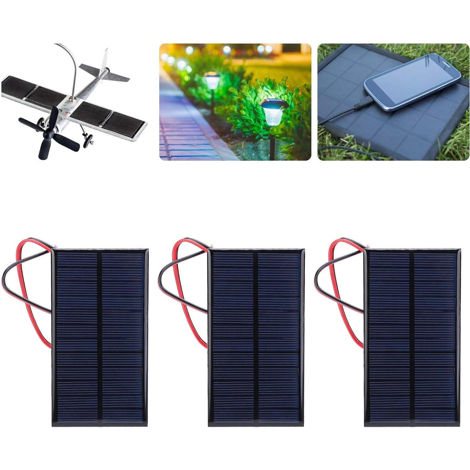 Panel Solar 6V 1W Moncer - 3PCS Células de Silicio para DIY